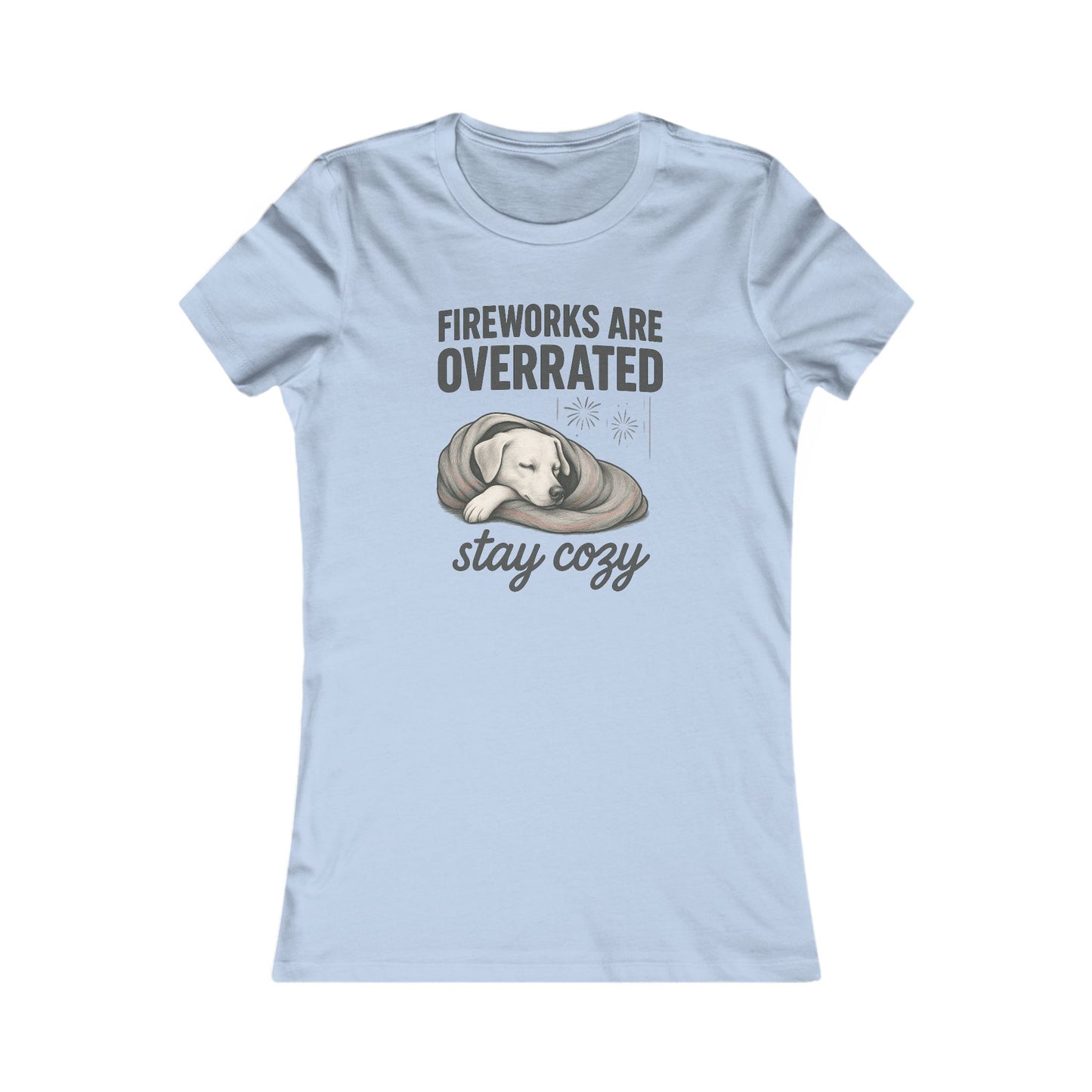 Cozy Fireworks Tee, Women's Relaxed Shirt, Dog Lover Apparel, Casual Summer Top, Fourth of July Gift, Stay Cozy Collection, Adult Unisex T-Shirt