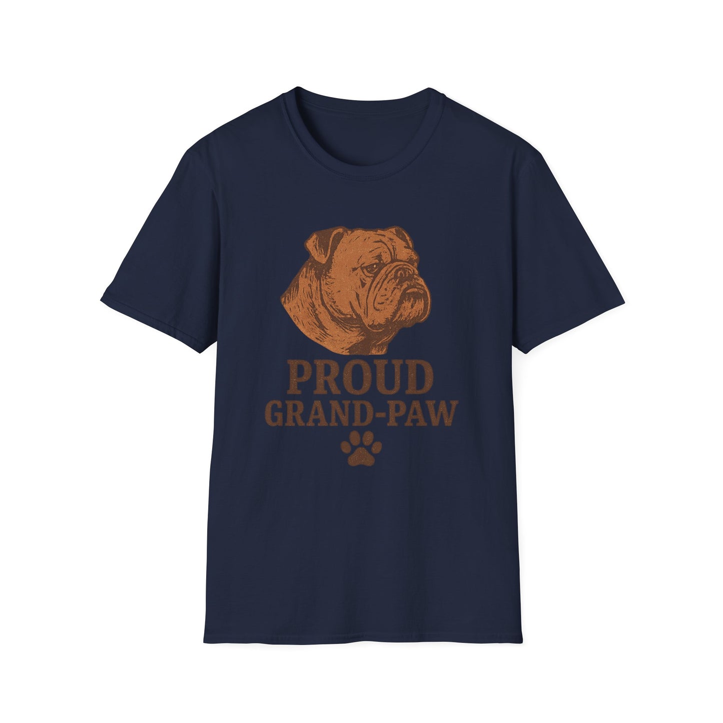 Proud Grand-Paw English Bulldog Vintage T-Shirt – Rustic Dog Grandpa Tee for Bulldog Lovers, Adult Unisex T-Shirt