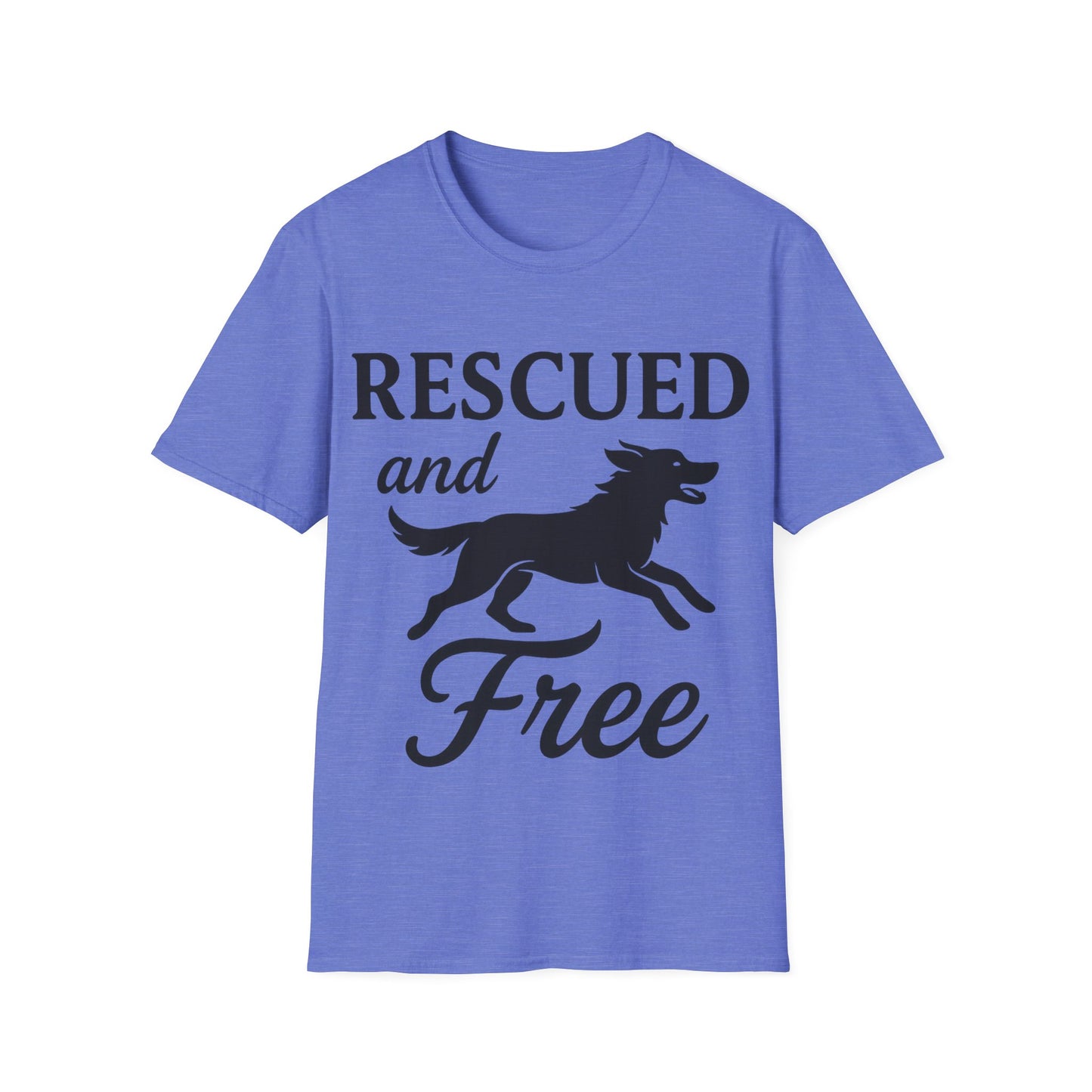 Rescued and Free Shirt – Dog Rescue Tee with Running Silhouette – Adopt Don’t Shop T-Shirt – Multiple Color Options – Adopted and Adored Apparel, Adult Unisex T-Shirt