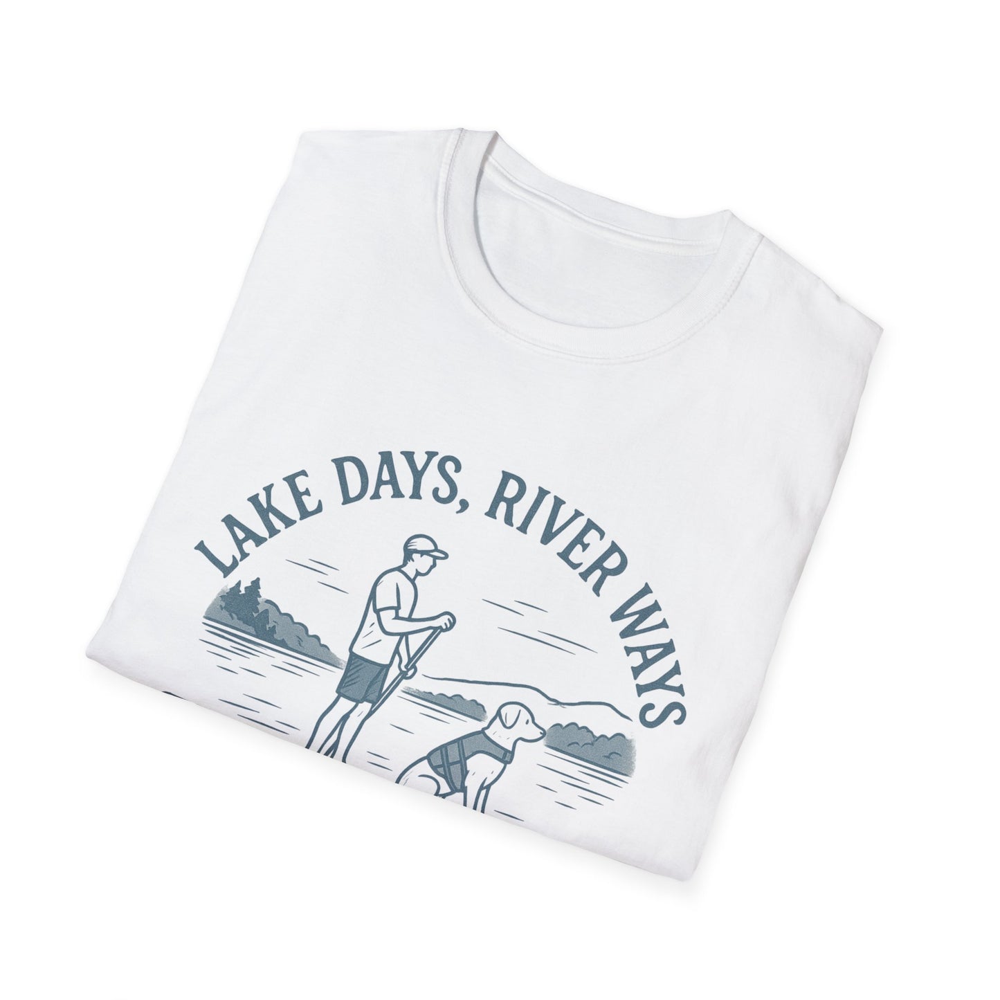 Lake Days River Ways Dog Always T-Shirt – Paddleboarding Rescue Dog Tee for Lake & River Lovers, Adult Unisex T-Shirt