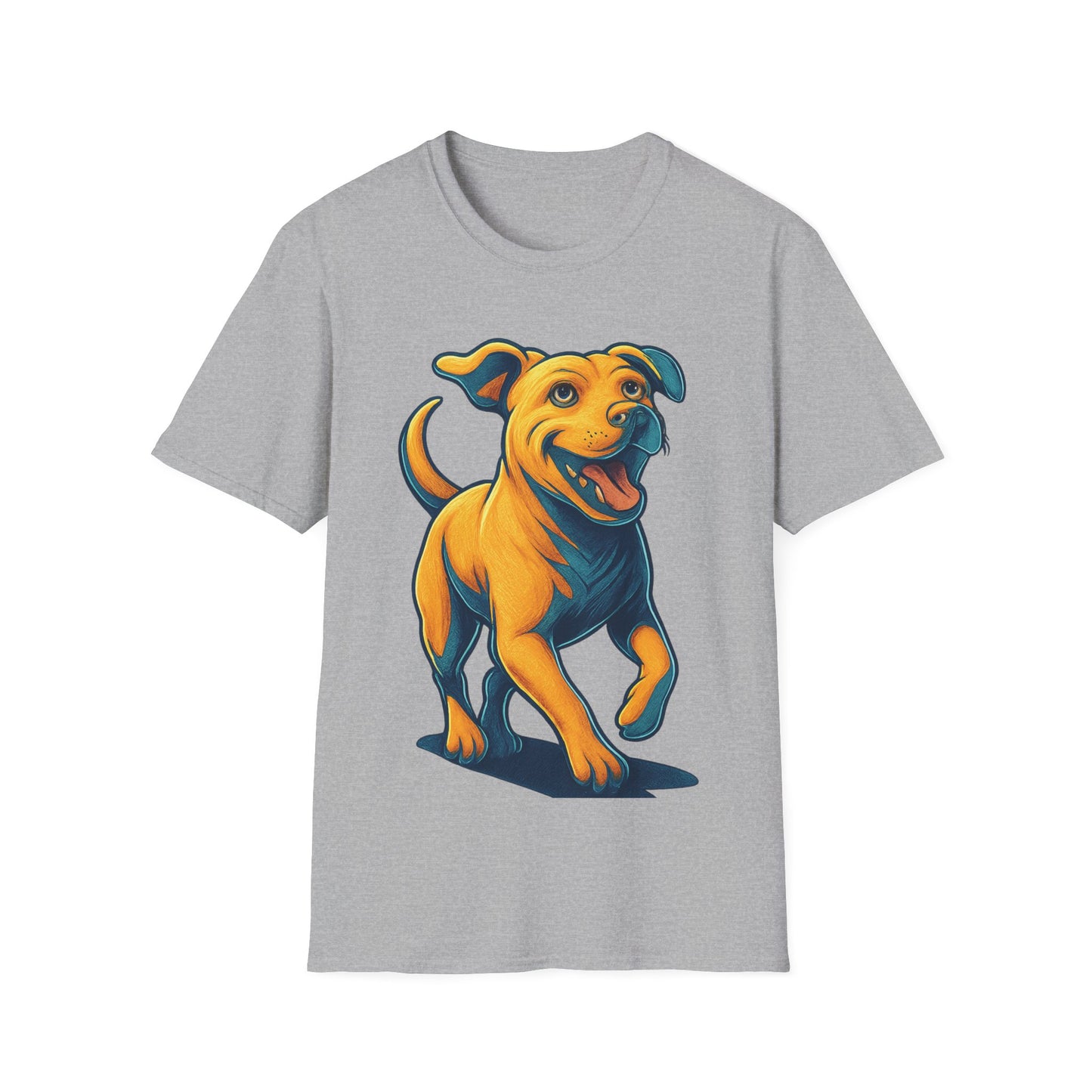 3D Pop Art Dog Shirt | Bold Jumping Dog Graphic Tee for Rescue Lovers & Pet Fans | Vibrant One-Sided Design, Adult Unisex T-Shirt