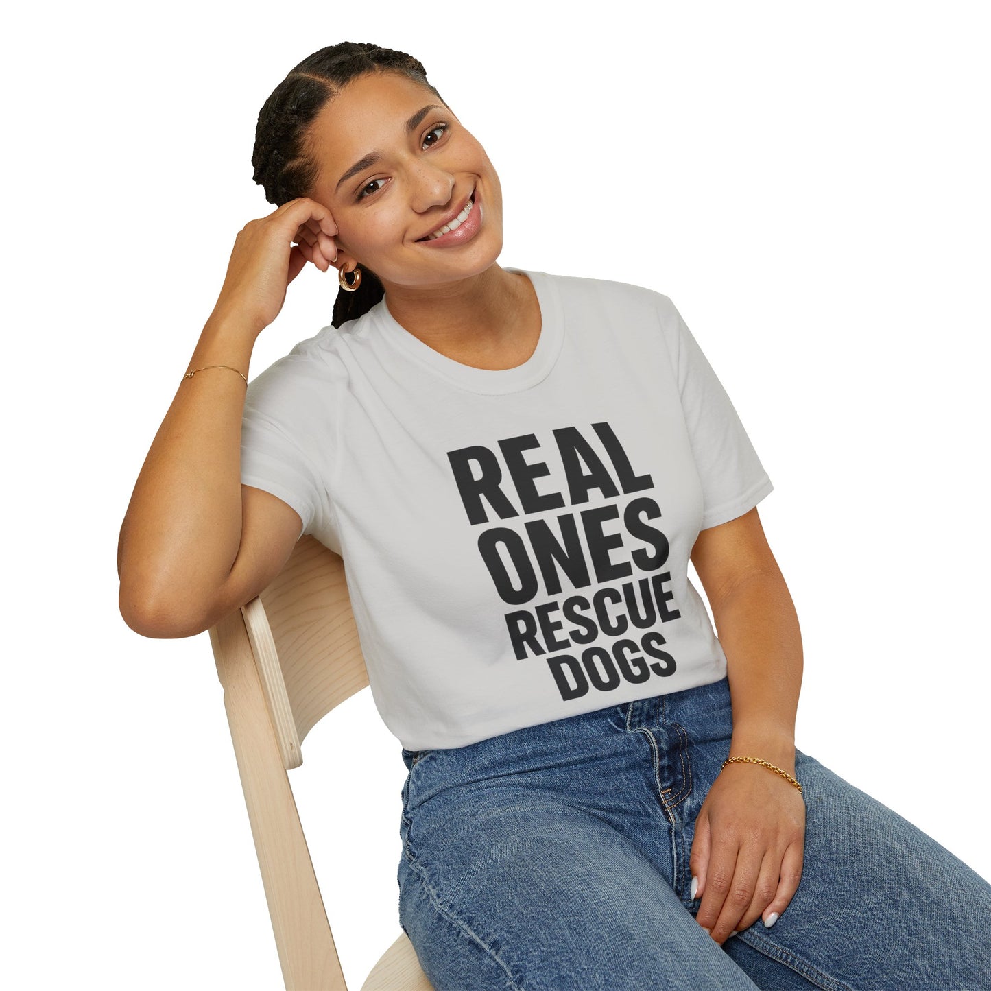 Real Ones Rescue Dogs Unisex Dog Rescue T-Shirt, Gift for Dog Lovers, Pet Adoption Shirt, Animal Rescue Apparel, Casual Everyday Tee, Adult Unisex T-Shirt