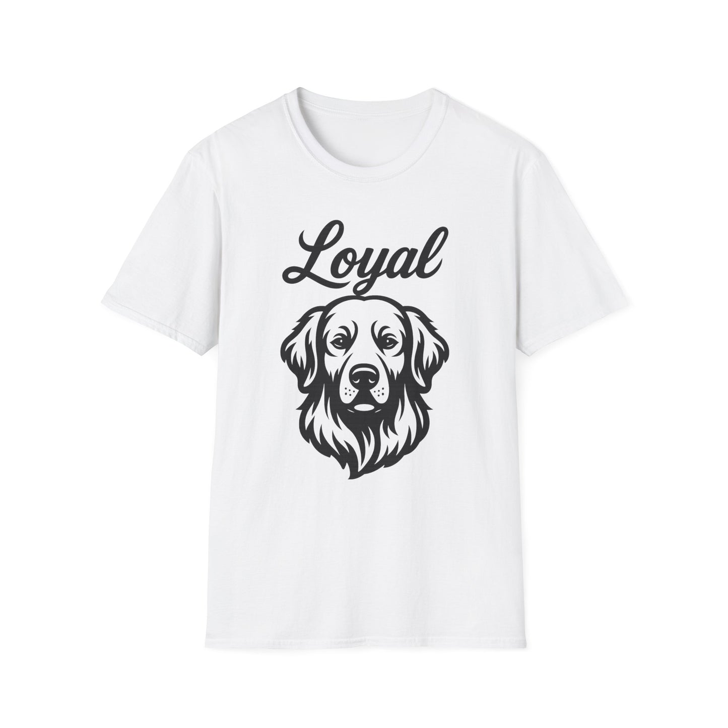 Loyal Golden Retriever T-Shirt – Bold Black Line Art Dog Design for Golden Lovers, Rescue-Inspired Apparel for Devoted Dog Parents, Adult Unisex T-Shirt