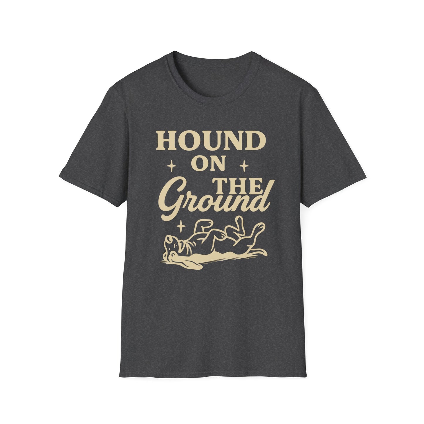 Funny Basset Hound Dog Shirt – Hound on the Ground Tee – Vintage Rescue Dog Graphic – Unisex Gildan 64000 T-Shirt for Pet Lovers, Adult Unisex T-Shirt