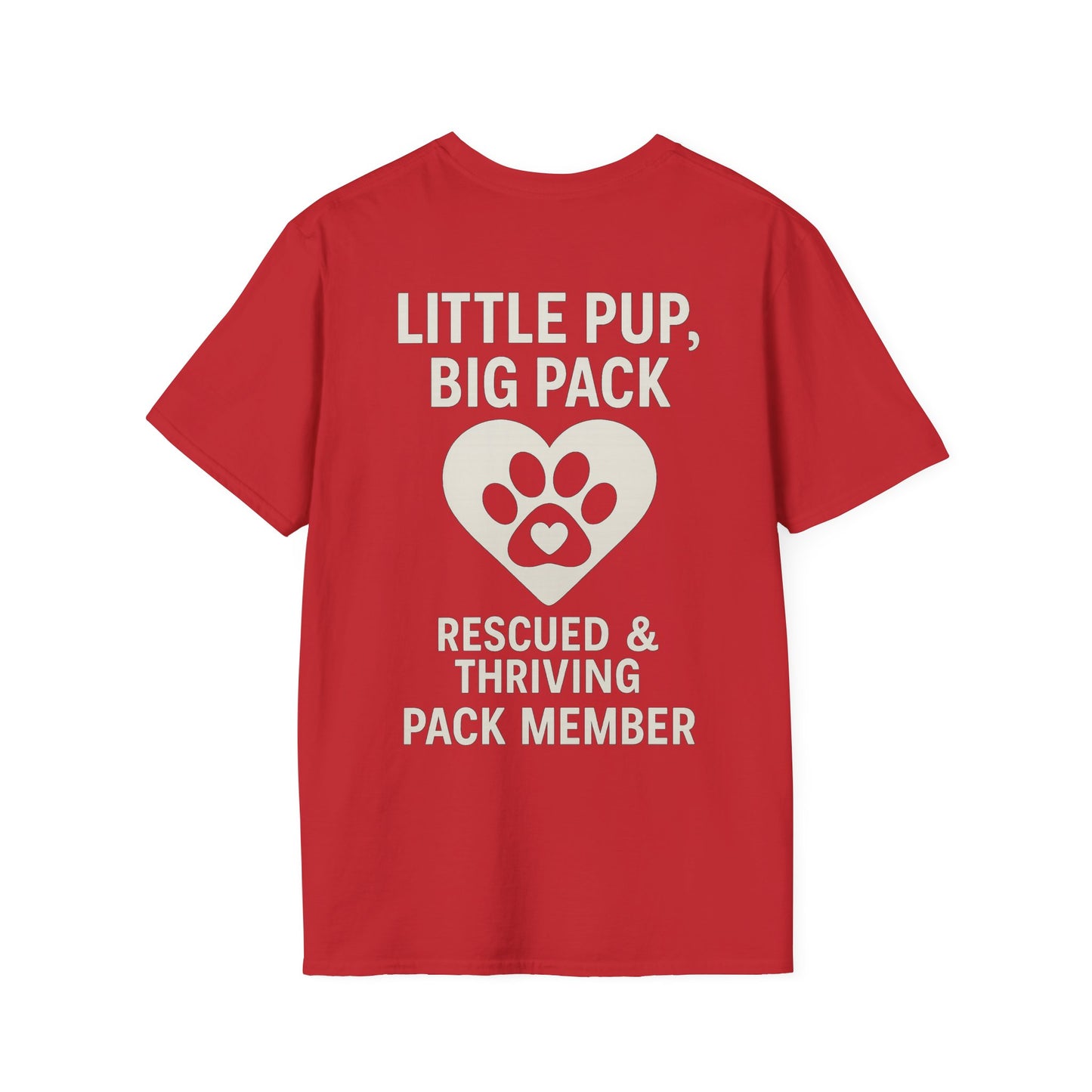 Little Pup Big Pack T-Shirt – Rescued and Thriving Dog Tee – Matching Family Rescue Apparel – Pack Member Logo – Dog Lover Gift – Pitbull Rescue Shirt – Parent and Kid Set Option, Adult Unisex T-Shirt
