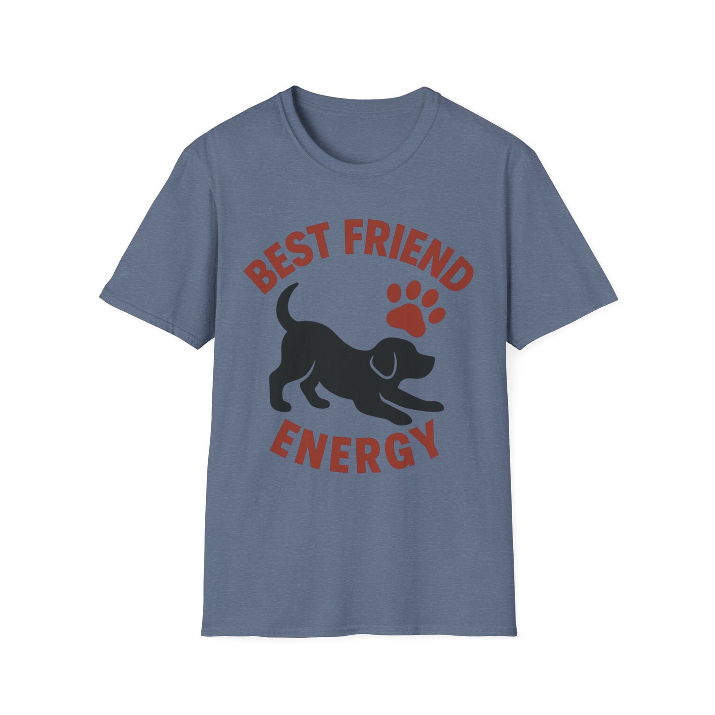 Best Friend Energy Dog T-Shirt | Playful Pup Graphic Tee | Adopted & Adored Apparel, Adult Unisex T-Shirt