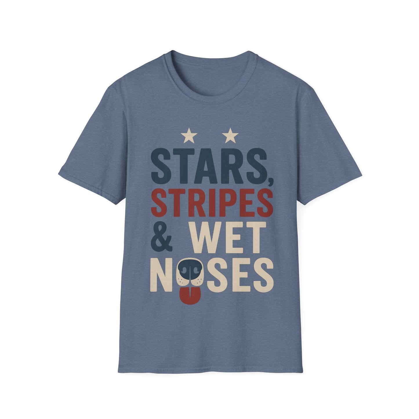 Stars Stripes and Wet Noses Patriotic Dog Shirt | Red White and Blue Rescue Tee | American Flag Dog Lover Shirt | Animal Adoption 4th of July T-Shirt | Multiple Design Options | Gildan 64000 Soft Cotton Unisex T-Shirt, Adult Unisex T-Shirt