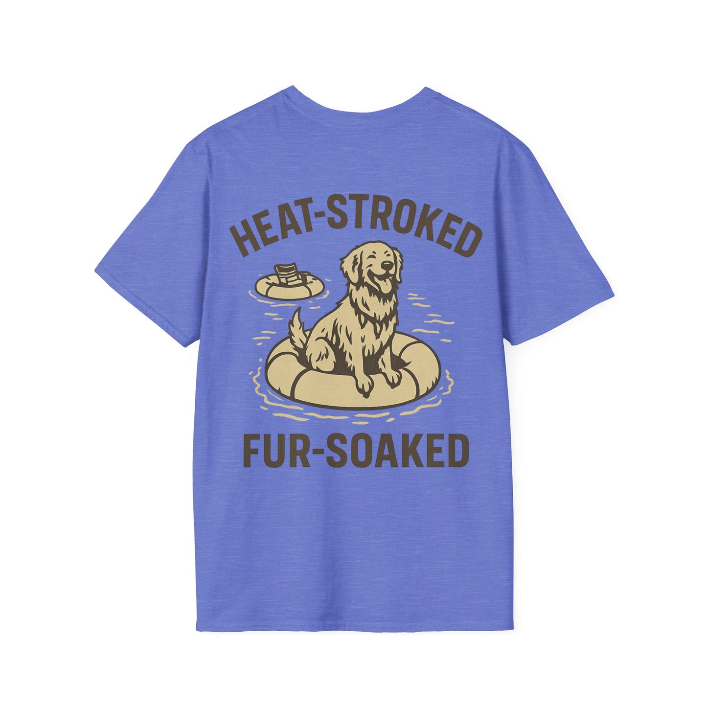 Heat-Stroked Fur-Soaked Dog T-Shirt – Arizona Lake Float Tee – Wet Dog Summer T-Shirt for Dog Lovers – Two-Sided Premium Rescue Apparel – Unisex Fit, Adult Unisex T-Shirt