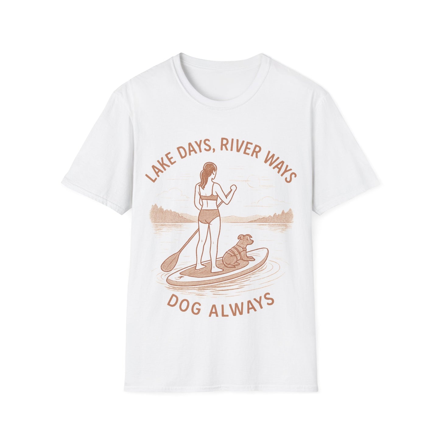 Lake Days River Ways Dog Always T-Shirt | Dog Lover Paddleboard Shirt | Rescue Dog Gift | Adopted & Adored Apparel, Adult Unisex T-Shirt