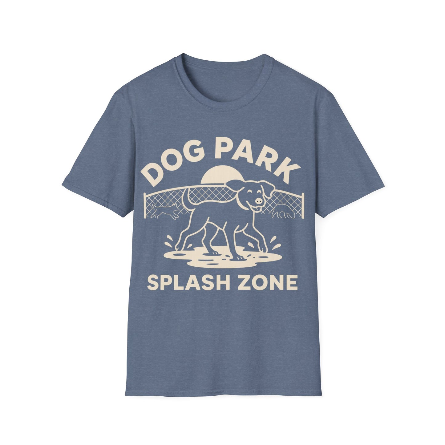 Dog Lover T-Shirt – Funny Dog Park Splash Zone T-Shirt with Wet Dog Puddle Design | Cream Ink Print, Adult Unisex T-Shirt