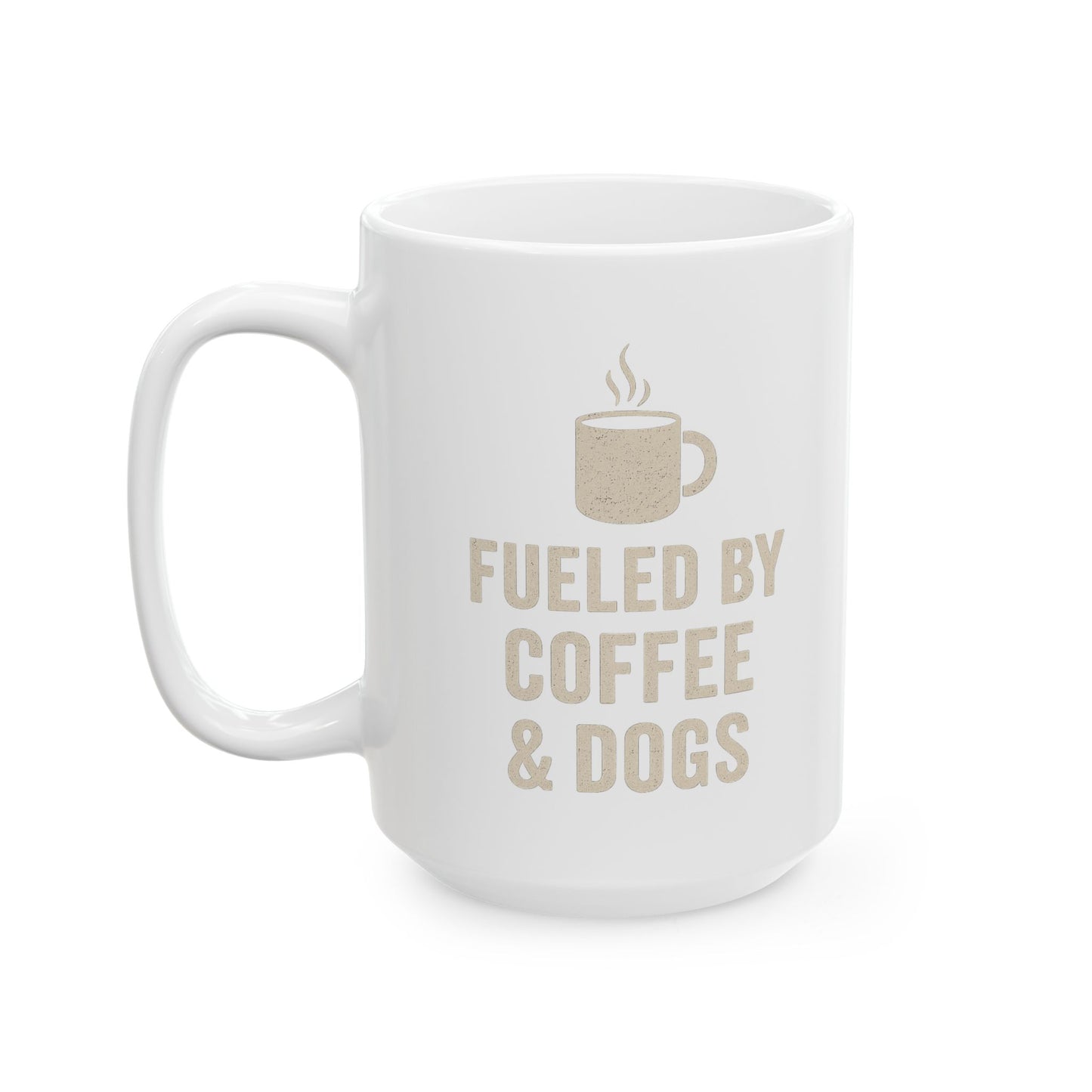 Fueled by Coffee and Dogs Coffee Mug - Gift for Coffee Lovers, Humor Mug for Birthdays, Home Office, Tea Drinkers, and Desk Decor
