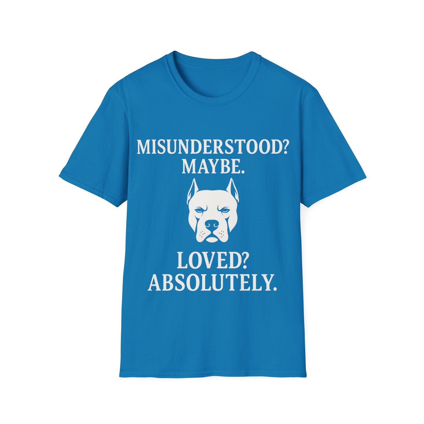 Misunderstood Pit Bull T-Shirt β Cropped Ear Dog Rescue Tee β White or Black Lettering β Adopt Donβt Shop Shirt β Pitbull Lover Gift, Adult Unisex T-Shirt