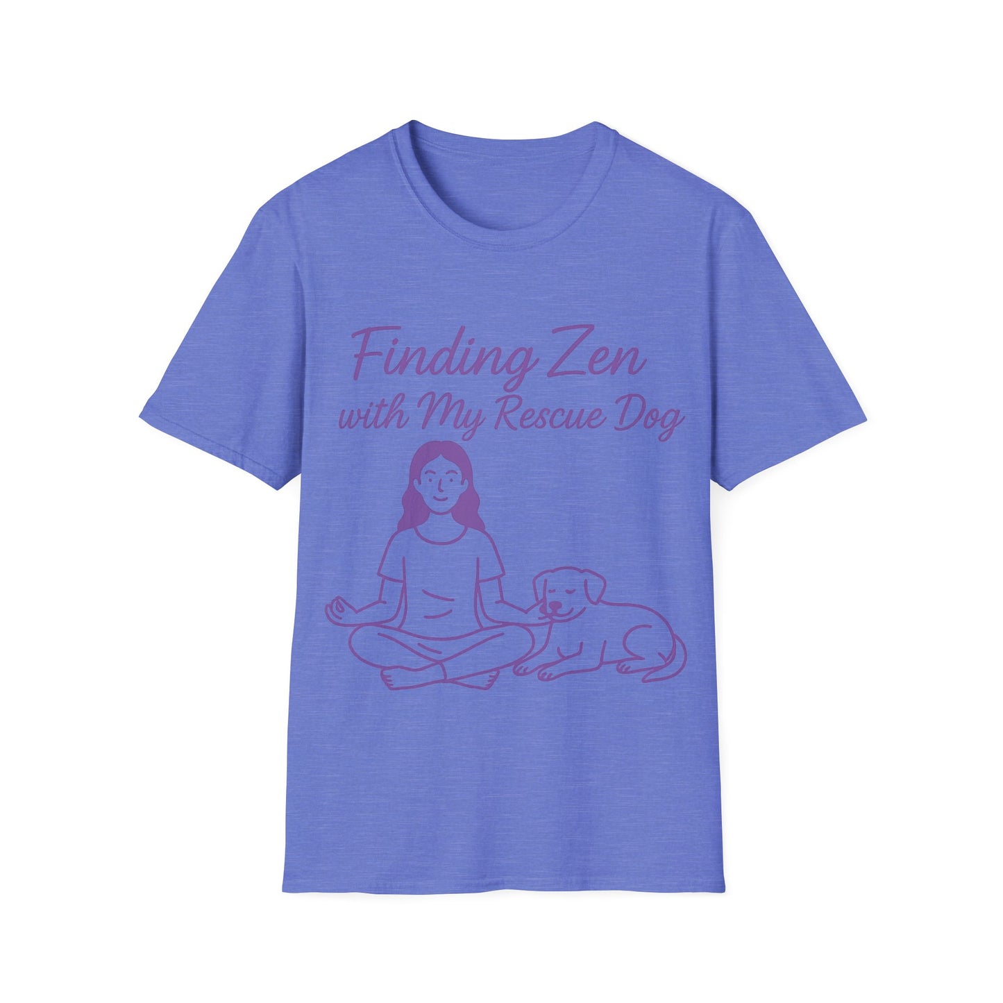 Finding Zen with My Rescue Dog – Purple Glow Dog Mom Shirt | Mindful Rescue Tee for Calm & Comfort, Adult Unisex T-Shirt