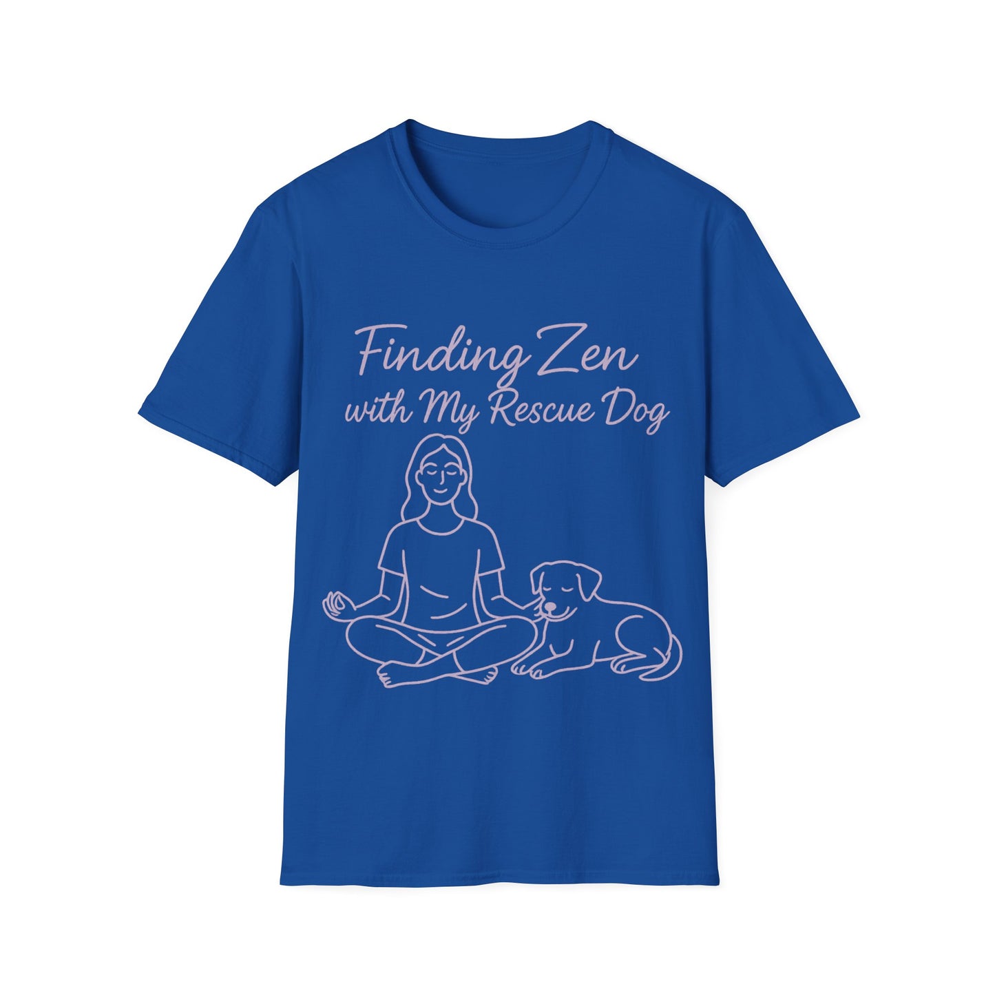 Finding Zen with My Rescue Dog – Calming Lavender Dog Mom Shirt | Rescue Dog Mental Health Tee | Pet Parent Gift, Adult Unisex T-Shirt