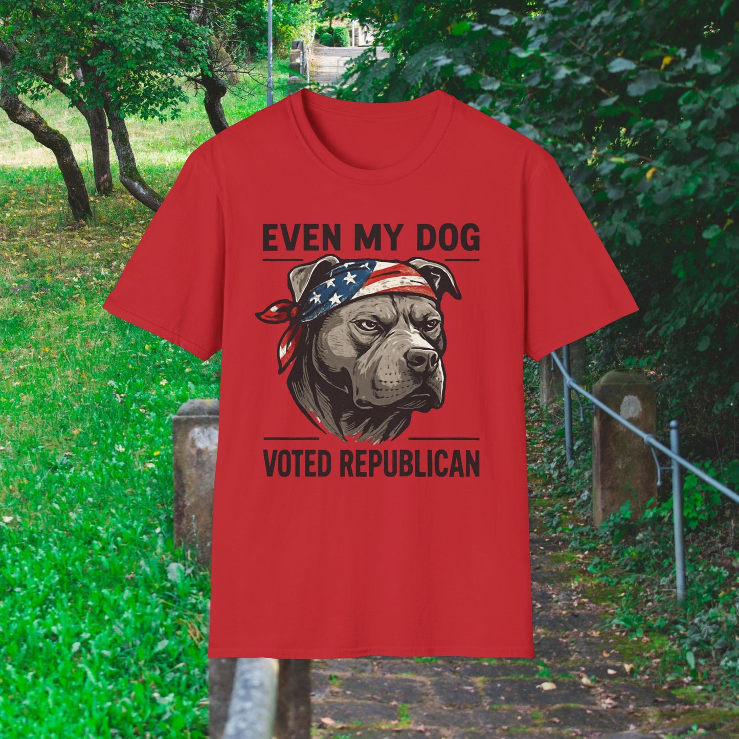 EVEN MY DOG VOTED REPUBLICAN T-Shirt – Patriotic Dog Lover Graphic Tee, Adult Unisex, Funny Political Shirt for Dog Owners, Conservative Gift Idea