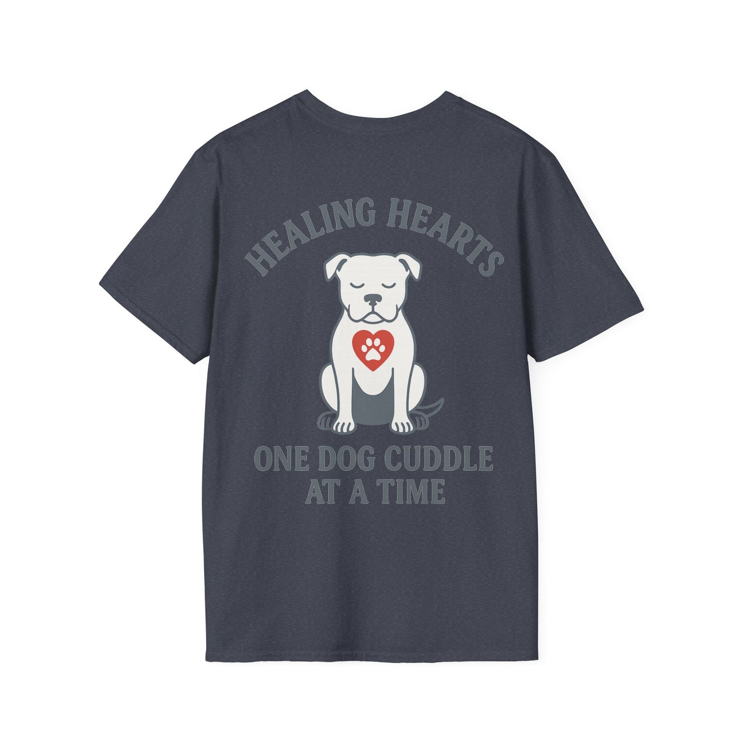 Healing Hearts Dog Shirt – Pitbull Rescue Tee – Pack Member Design, Adult Unisex T-Shirt