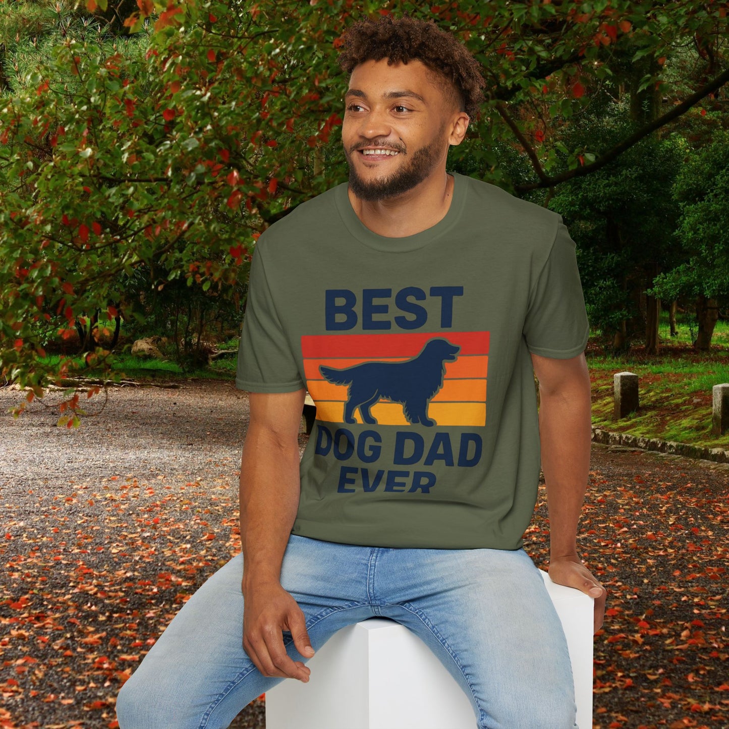 Best Dog Dad Ever Golden Retriever Adult Unisex T-Shirt, Pet Lover Gift, Father's Day Tee, Dog Owner Apparel, Casual Everyday Wear