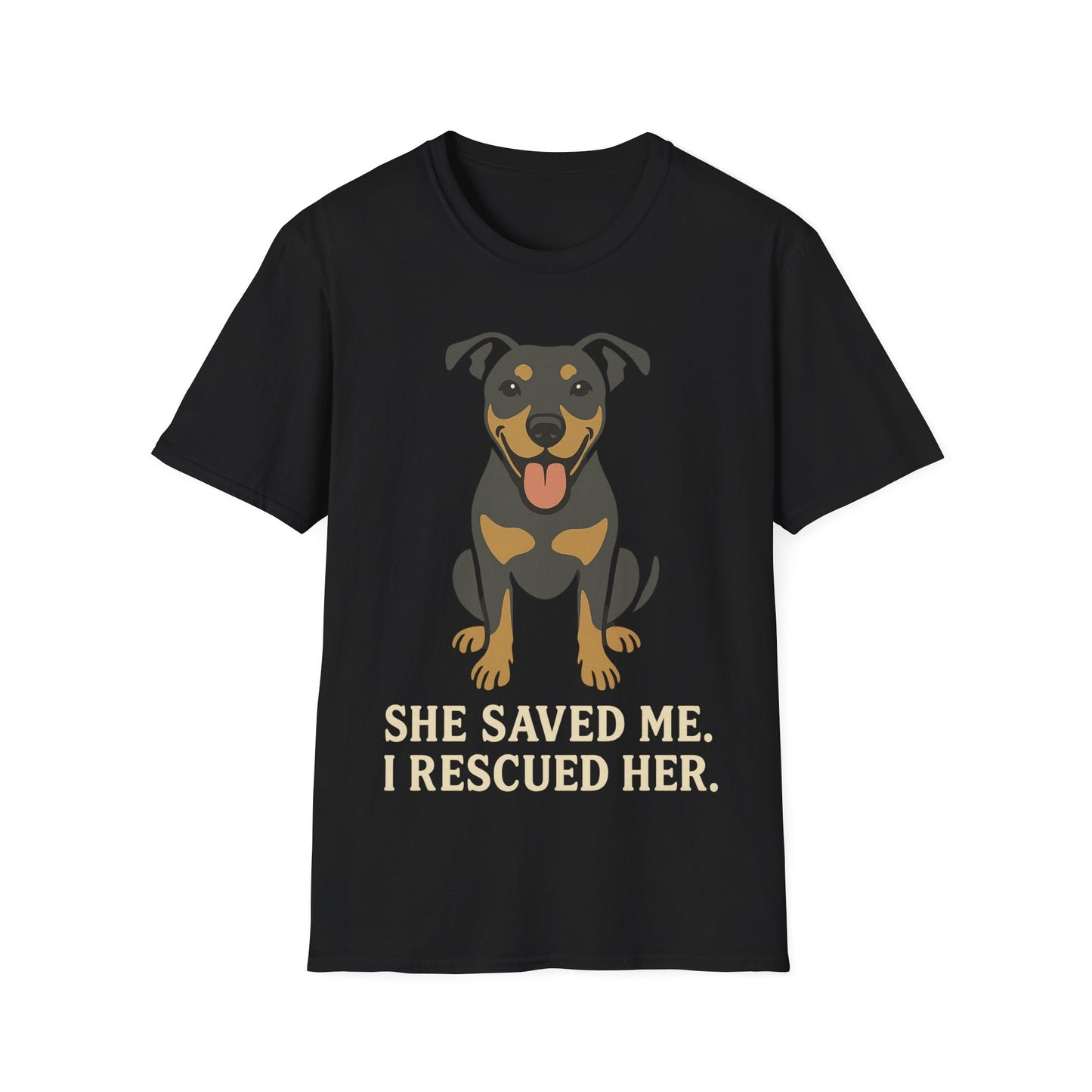 I Rescued Her, She Saved Me Shirt – Dog Rescue T-Shirt, Pet Adoption Gift, Animal Lover Tee, Unisex Fit, Adult Unisex T-Shirt