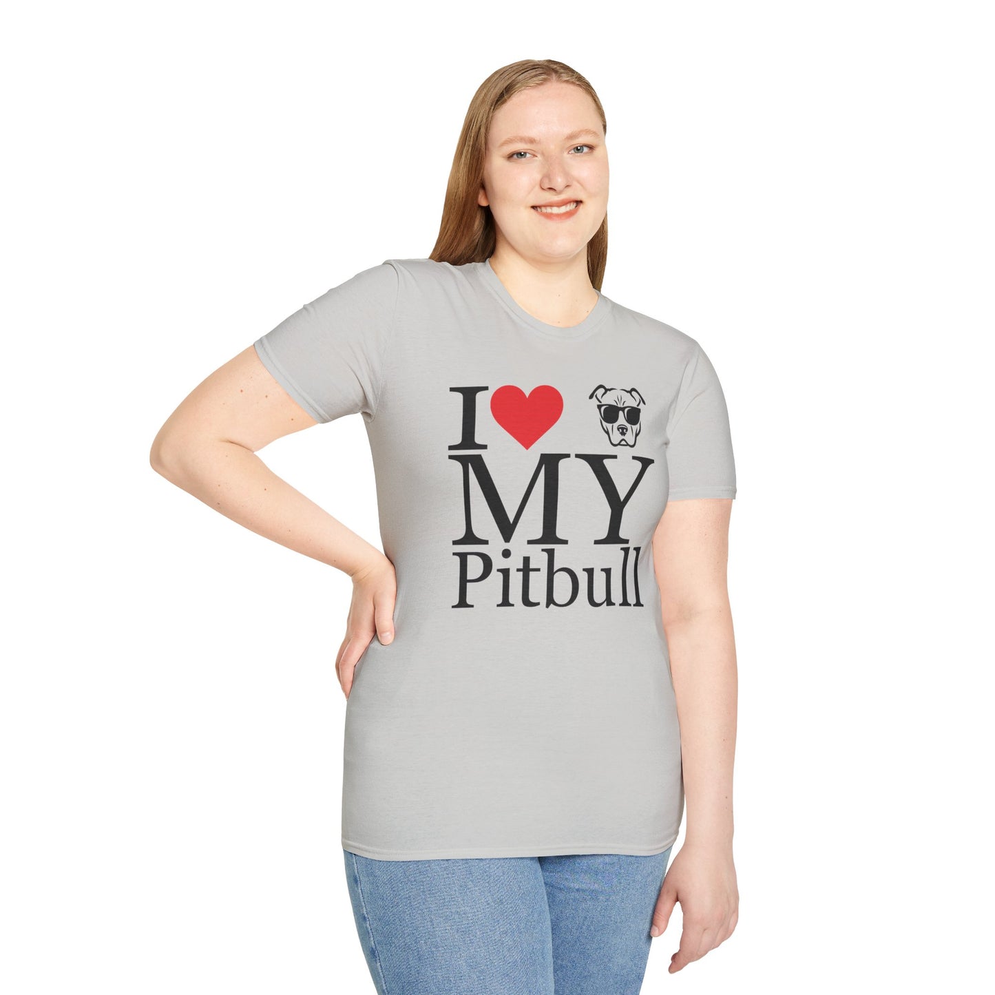 I Love My Pitbull T-Shirt – Cute Rescue Dog Lover Tee with Heart and Pitbull Face Graphic – Unisex Pet Adoption Gift for Proud Pit Bull Owners, Adult Unisex T-Shirt