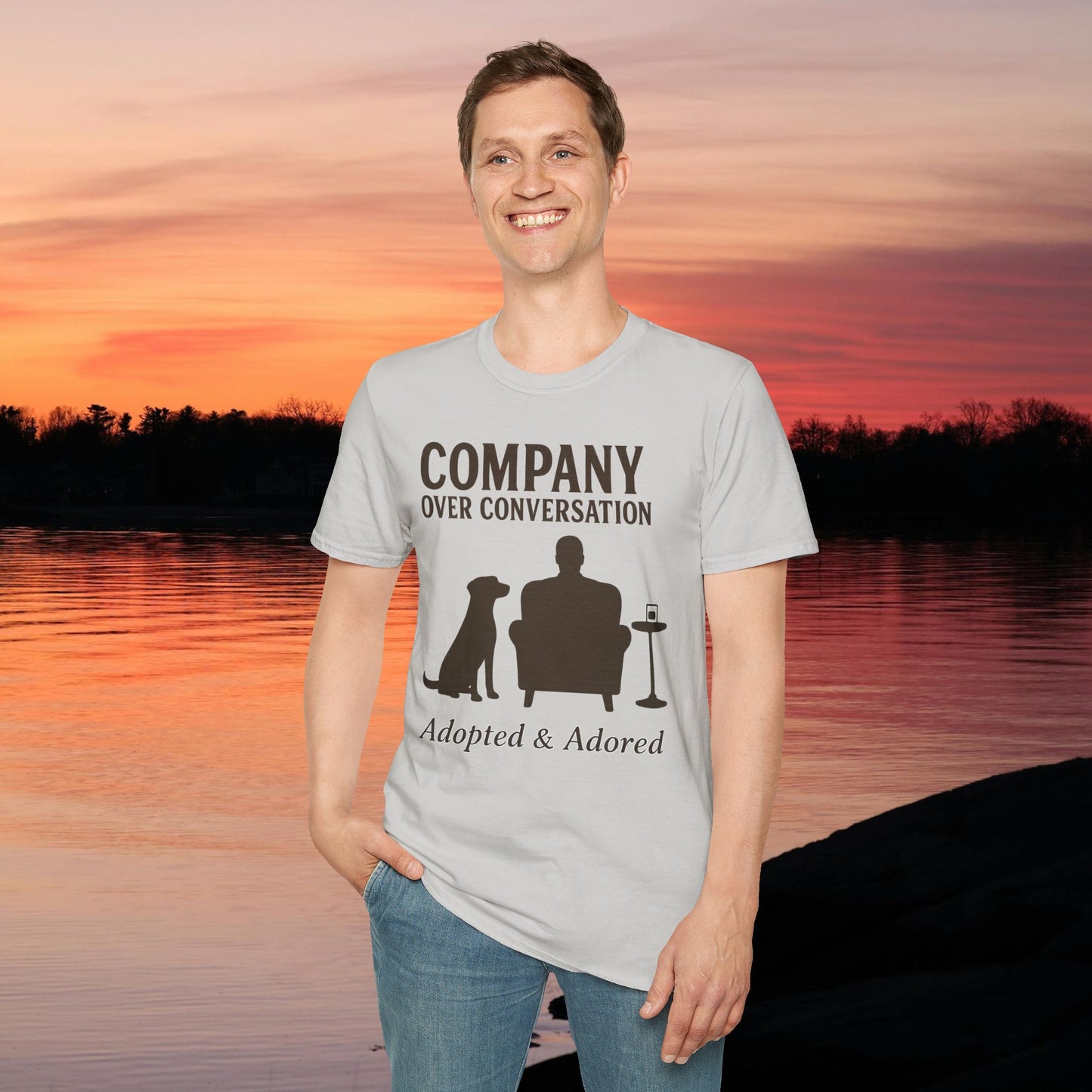 Company Over Conversation T-Shirt, Pet Lover Gift, Dog Adoption Shirt, Unisex Soft Tee, Funny Dog Lover Apparel, Adult Unisex T-Shirt