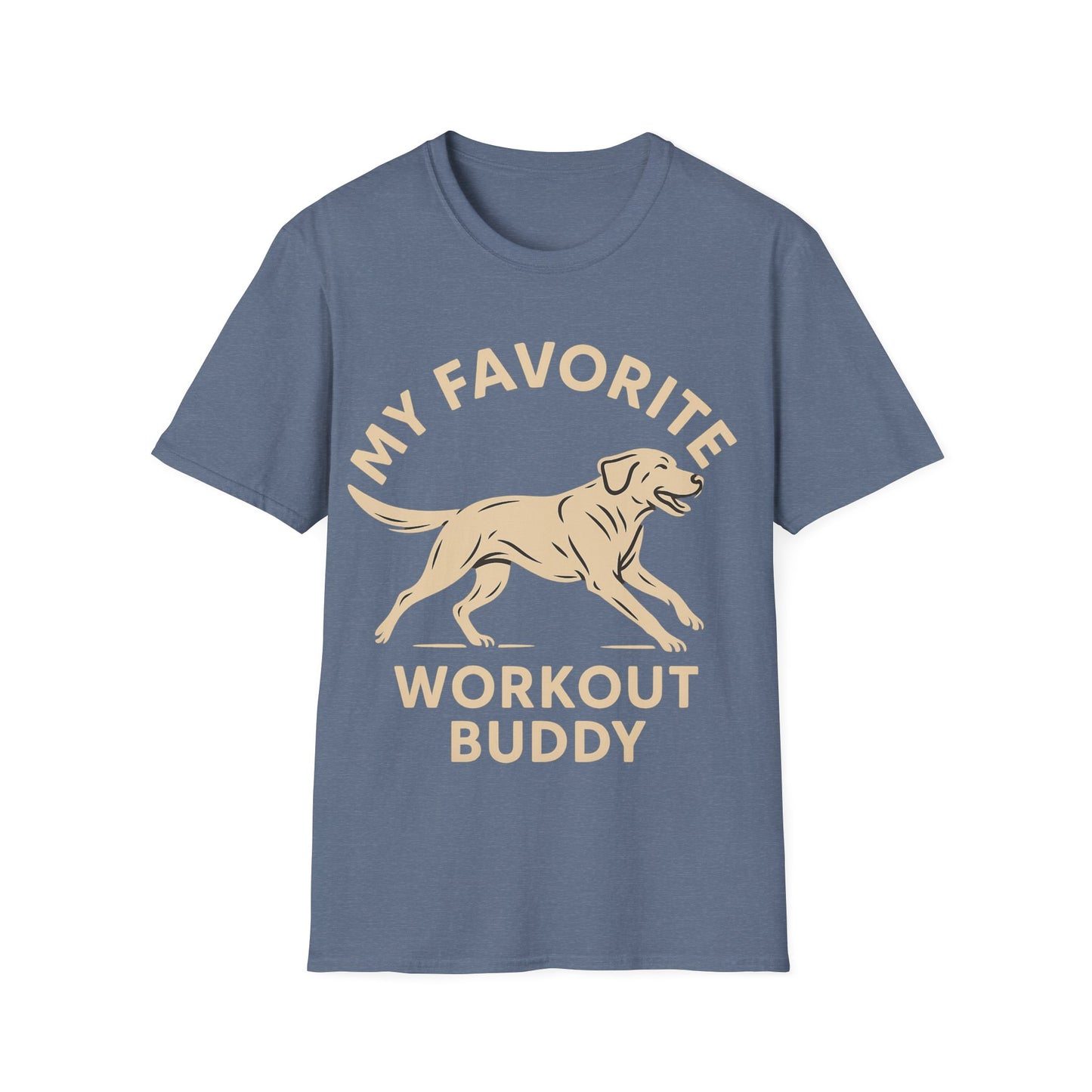 My Favorite Workout Buddy T-Shirt – Athletic Labrador Dog Graphic Tee – Dog Lover Fitness Shirt – Rescue Dog Gift – Workout With My Dog Tee – Adopted and Adored Apparel, Adult Unisex T-Shirt