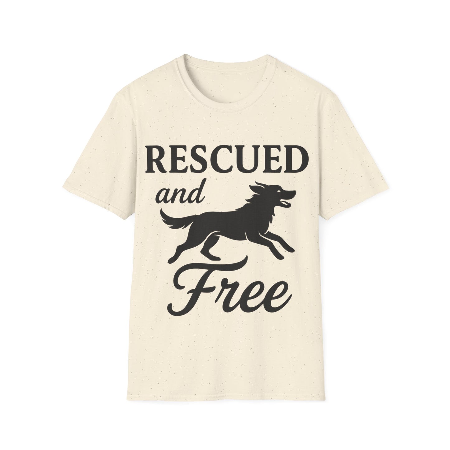 Rescued and Free Shirt – Dog Rescue Tee with Running Silhouette – Adopt Don’t Shop T-Shirt – Multiple Color Options – Adopted and Adored Apparel, Adult Unisex T-Shirt