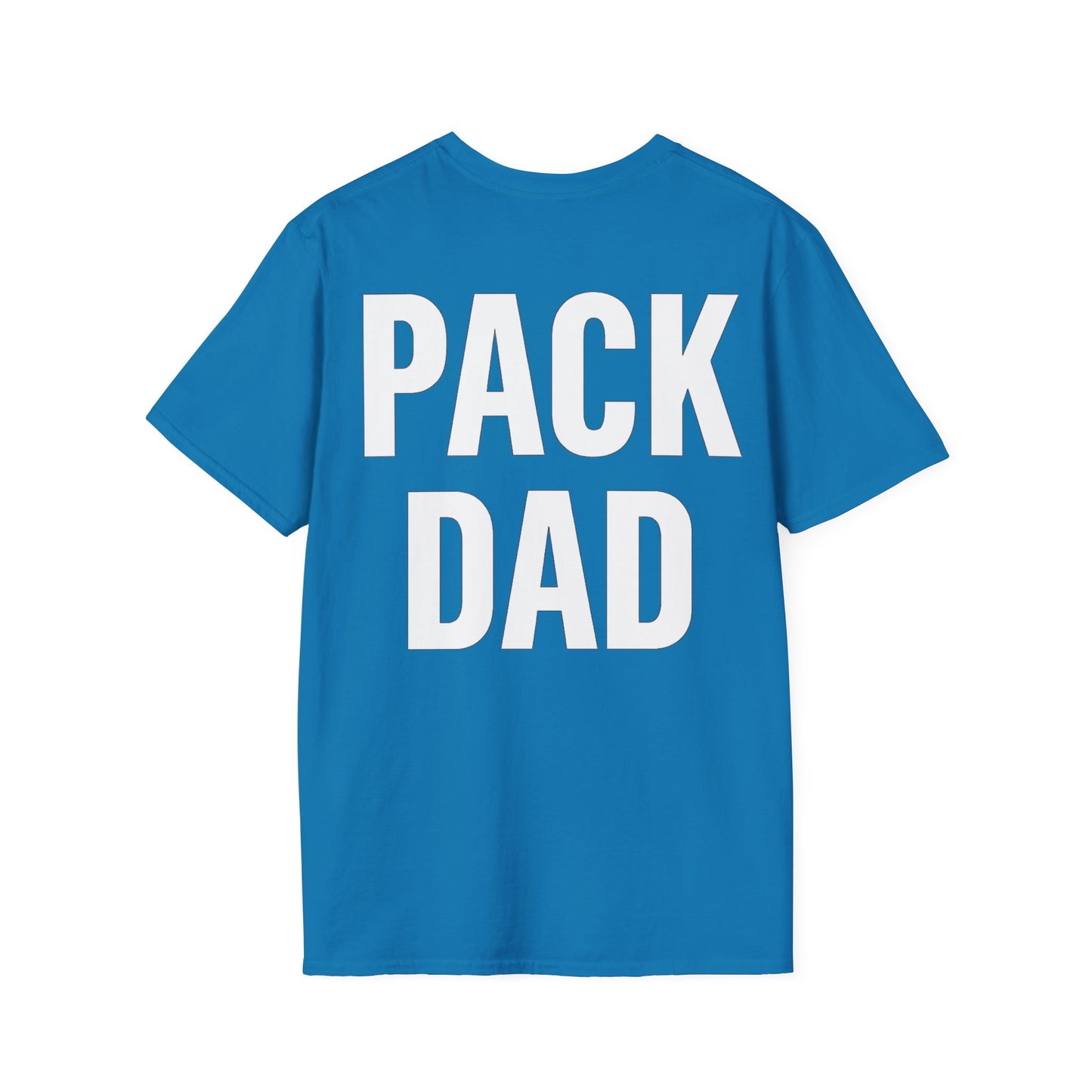 Pack Dad T-Shirt – Dog Dad Rescue Tee with Back & Chest Print – Matching Family Dog T-Shirt – Adopted and Adored Apparel, Adult Unisex T-Shirt