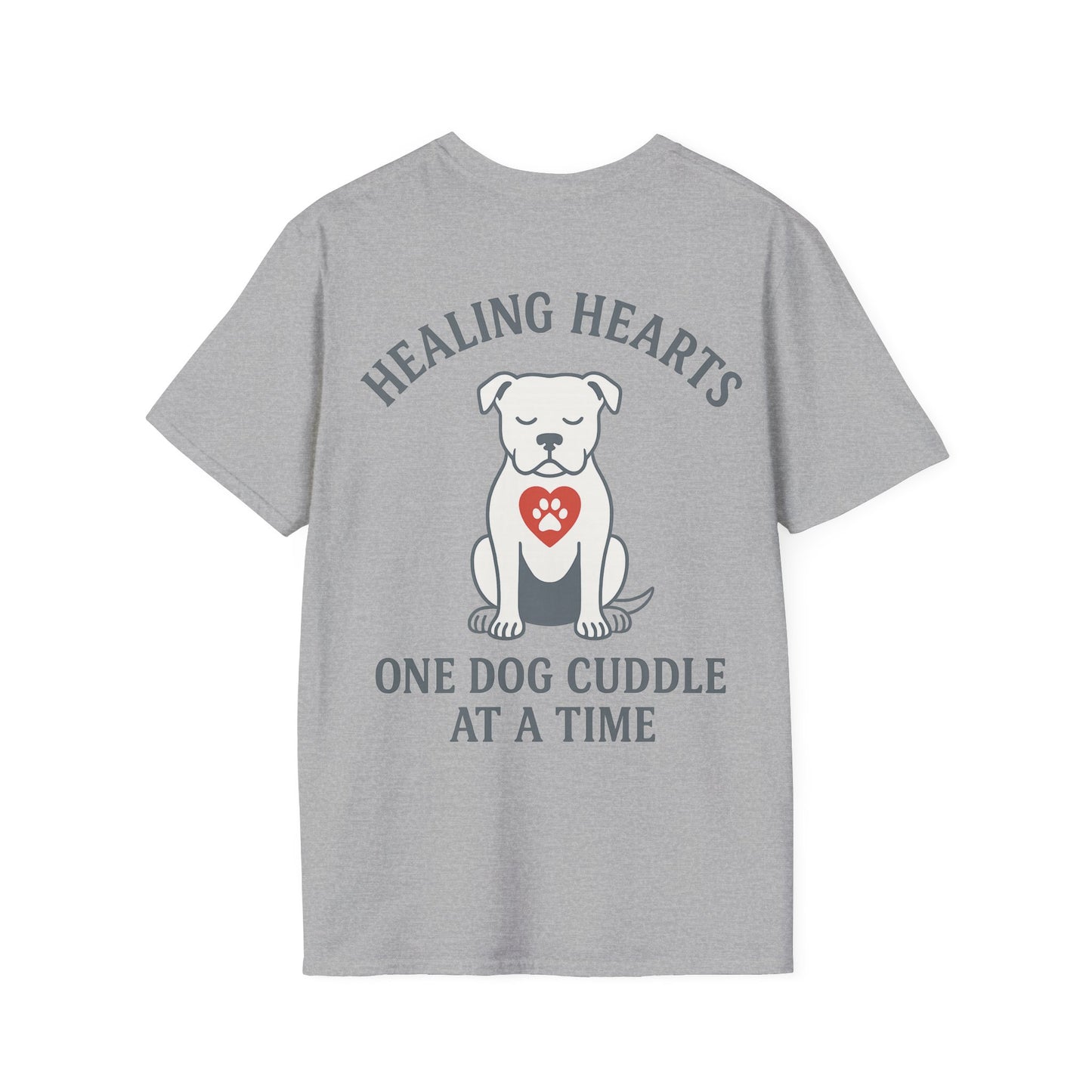Healing Hearts Dog Shirt – Pitbull Rescue Tee – Pack Member Design, Adult Unisex T-Shirt