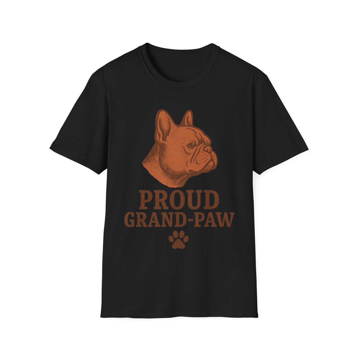 Proud Grand-Paw French Bulldog T-Shirt – Funny Frenchie Grandpa Tee for Dog Lovers, Vintage Bulldog Softstyle Shirt, Pet Grandparent Gift for Men, Rustic Dog Breed Graphic T-Shirt, Adult Unisex T-Shirt