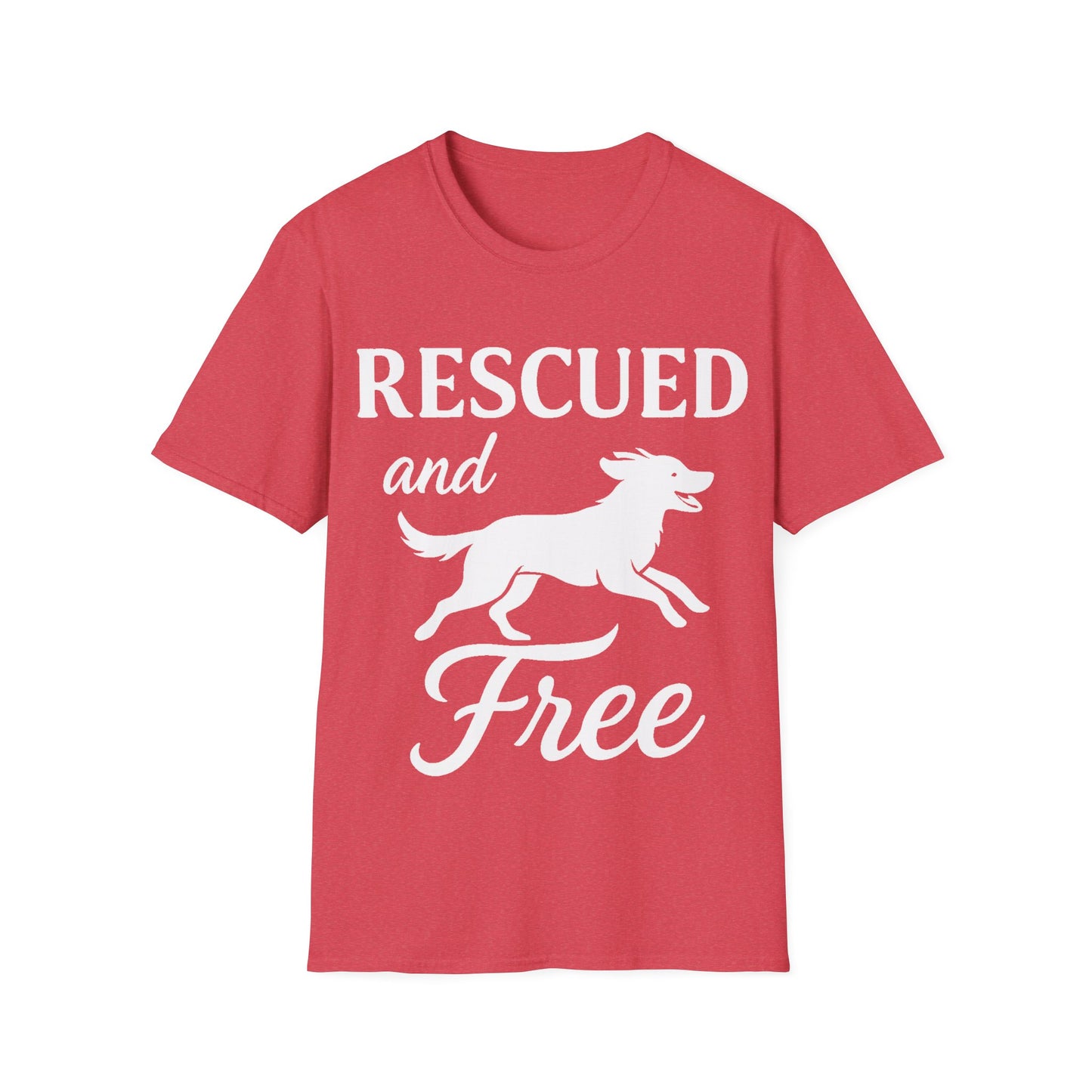 Rescued and Free Shirt – Dog Rescue Tee with Running Silhouette – Adopt Don’t Shop T-Shirt – Multiple Color Options – Adopted and Adored Apparel, Adult Unisex T-Shirt