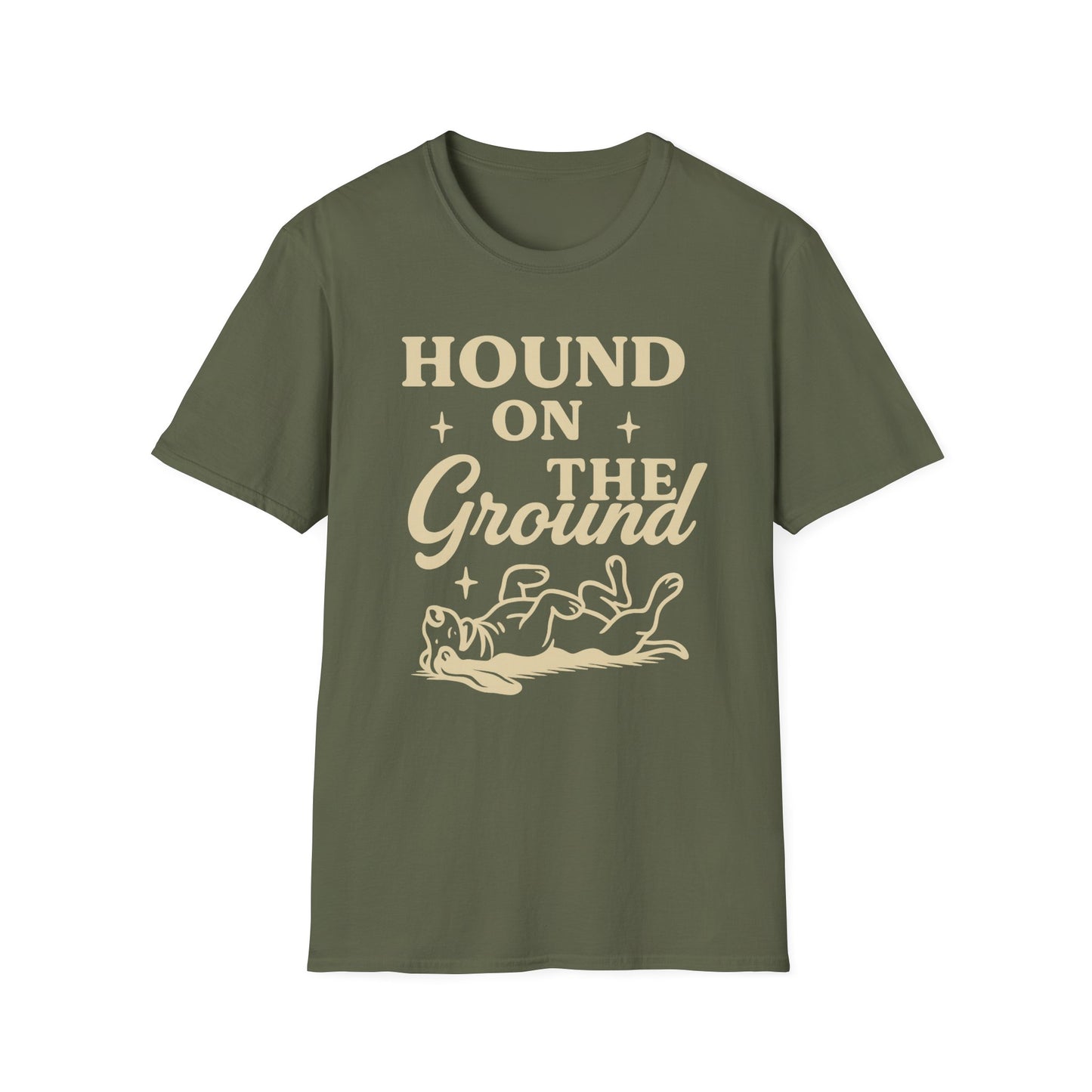 Funny Basset Hound Dog Shirt – Hound on the Ground Tee – Vintage Rescue Dog Graphic – Unisex Gildan 64000 T-Shirt for Pet Lovers, Adult Unisex T-Shirt