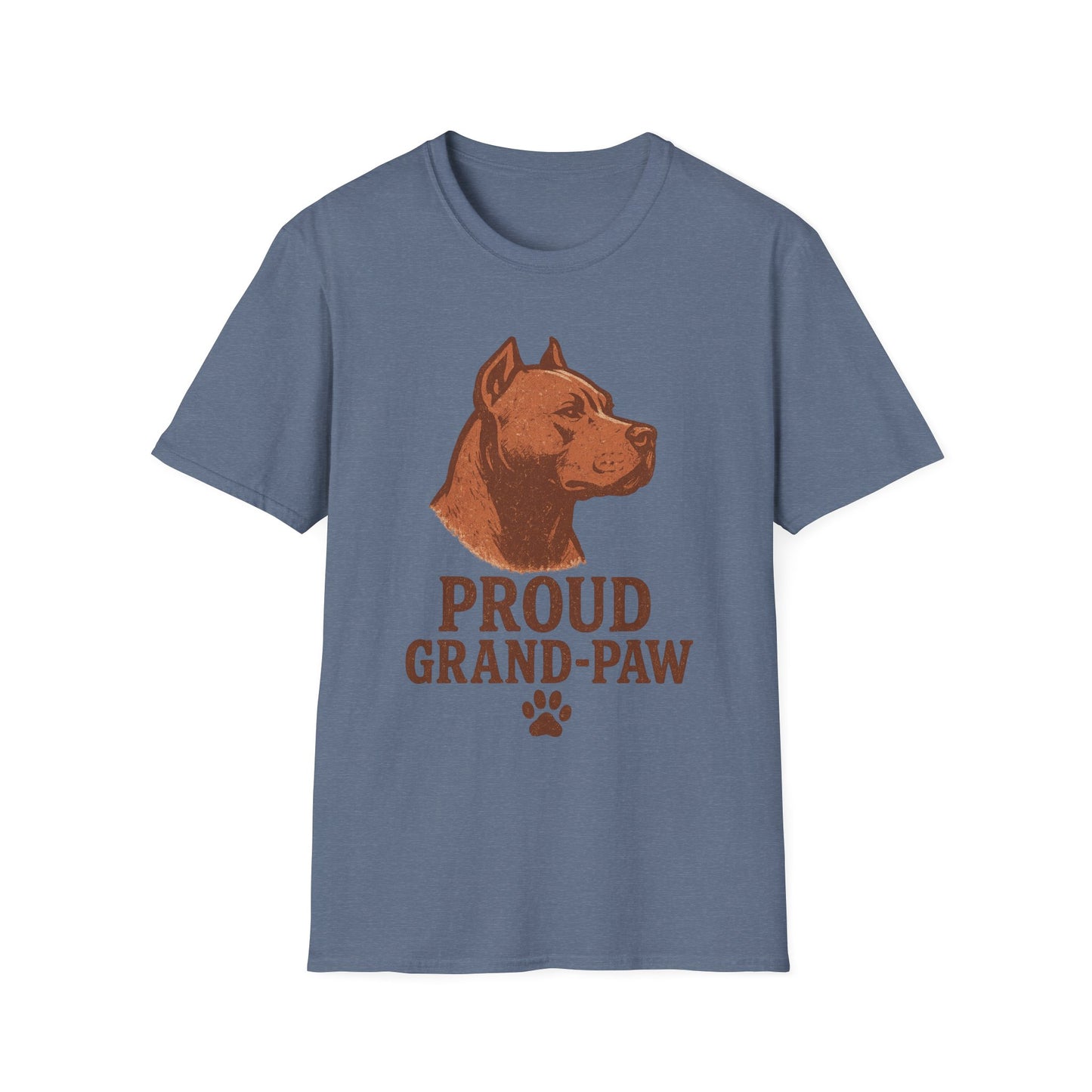 Proud Grand-Paw Pit Bull Vintage T-Shirt – Rustic Dog Grandpa Tee for Pitbull Lovers, Adult Unisex T-Shirt