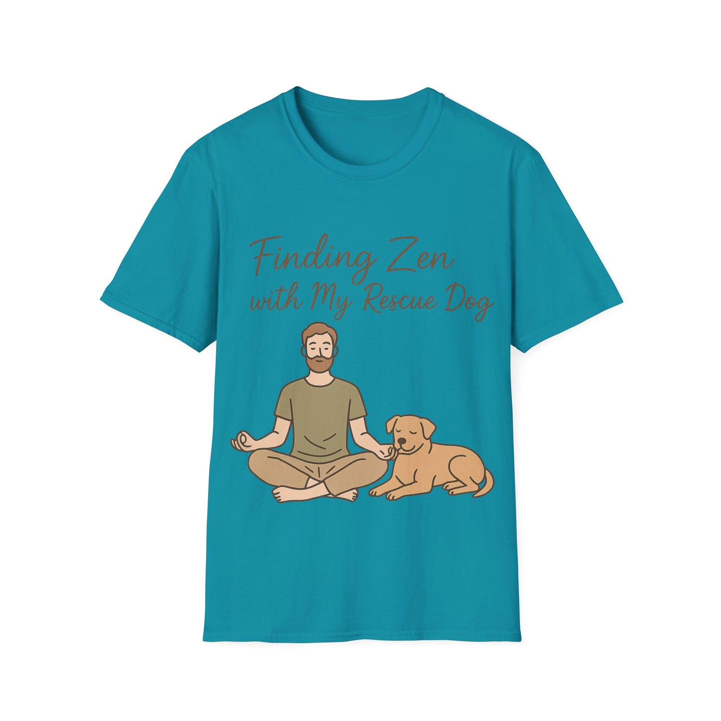 Finding Zen with My Rescue Dog – Rescue Dog Mental Health Shirt for Men | Earth Tone Calm Tee | Pet Lover Gift, Adult Unisex T-Shirt