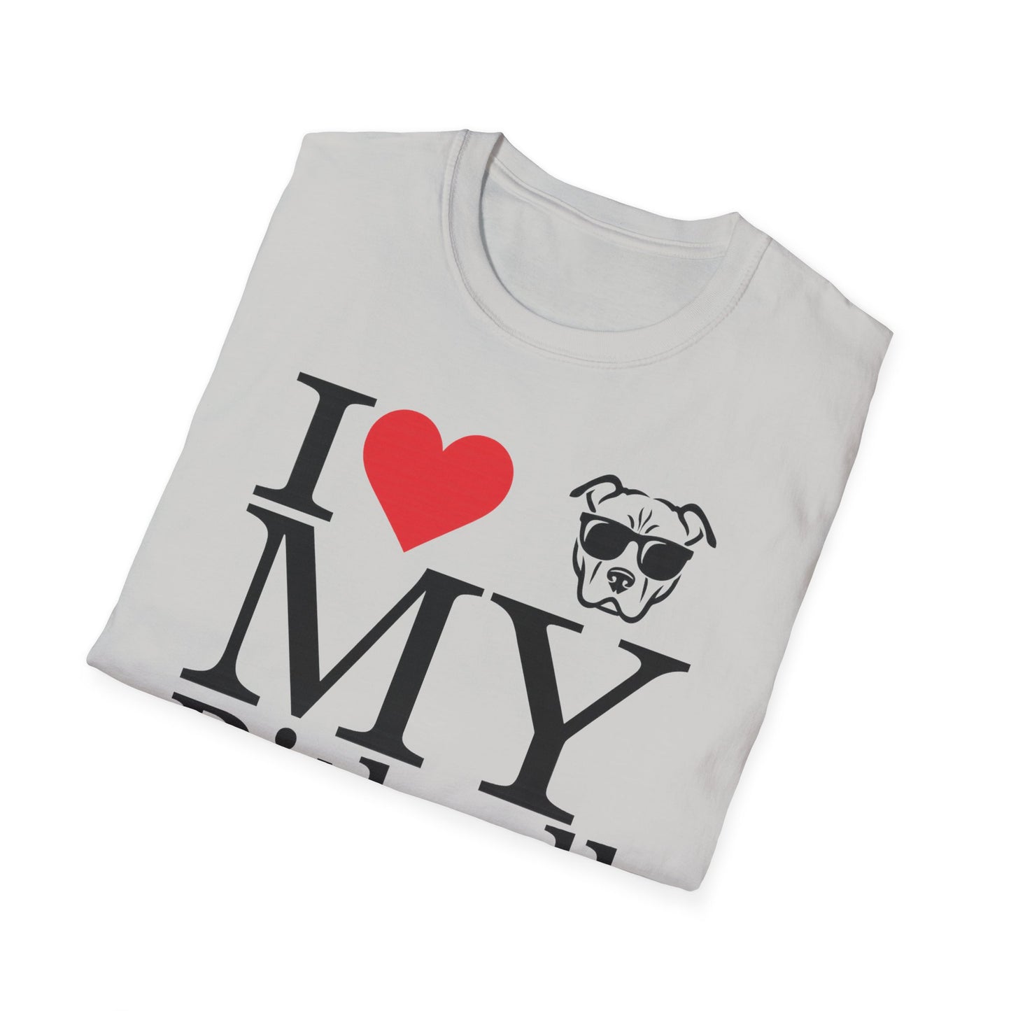 I Love My Pitbull T-Shirt – Cute Rescue Dog Lover Tee with Heart and Pitbull Face Graphic – Unisex Pet Adoption Gift for Proud Pit Bull Owners, Adult Unisex T-Shirt