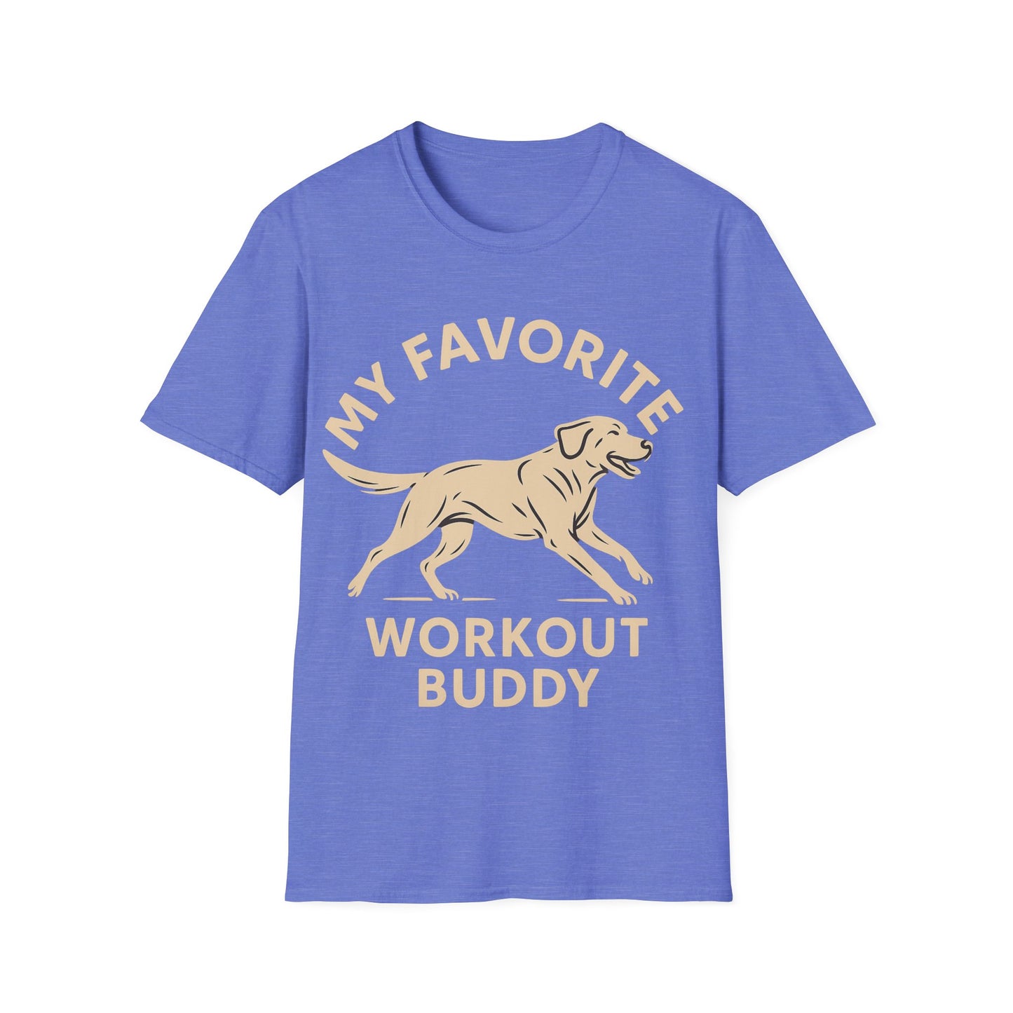 My Favorite Workout Buddy T-Shirt – Athletic Labrador Dog Graphic Tee – Dog Lover Fitness Shirt – Rescue Dog Gift – Workout With My Dog Tee – Adopted and Adored Apparel, Adult Unisex T-Shirt