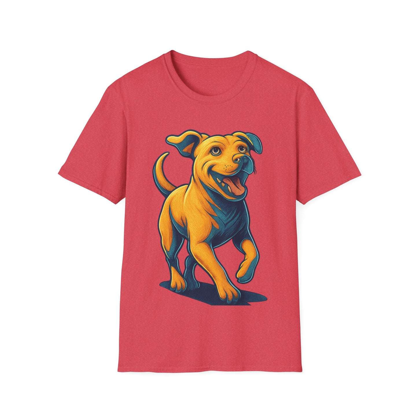 3D Pop Art Dog Shirt | Bold Jumping Dog Graphic Tee for Rescue Lovers & Pet Fans | Vibrant One-Sided Design, Adult Unisex T-Shirt