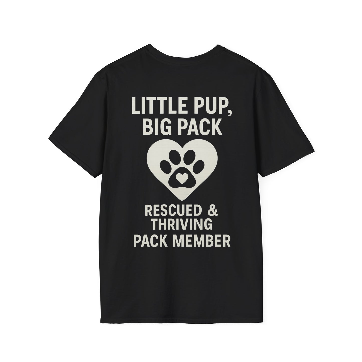 Little Pup Big Pack T-Shirt – Rescued and Thriving Dog Tee – Matching Family Rescue Apparel – Pack Member Logo – Dog Lover Gift – Pitbull Rescue Shirt – Parent and Kid Set Option, Adult Unisex T-Shirt