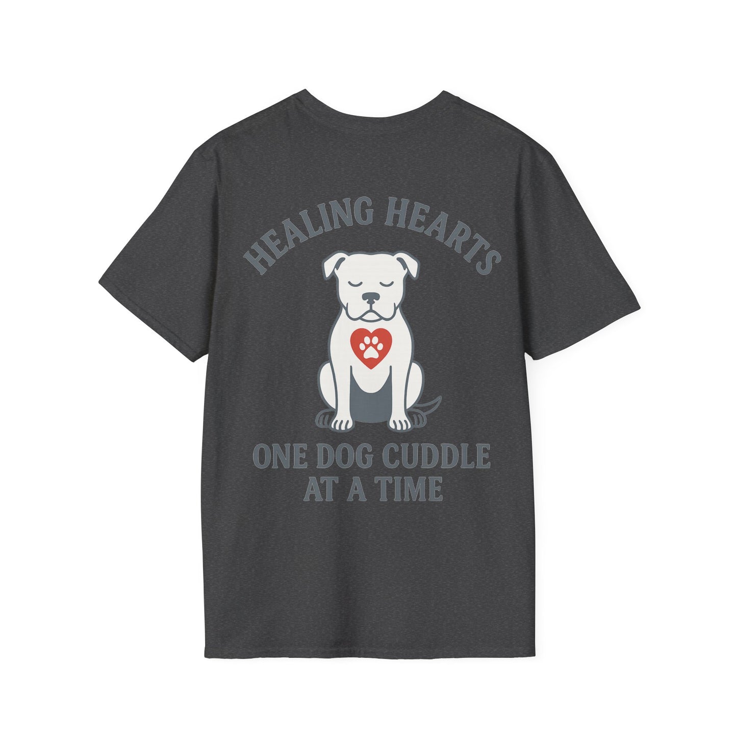 Healing Hearts Dog Shirt – Pitbull Rescue Tee – Pack Member Design, Adult Unisex T-Shirt