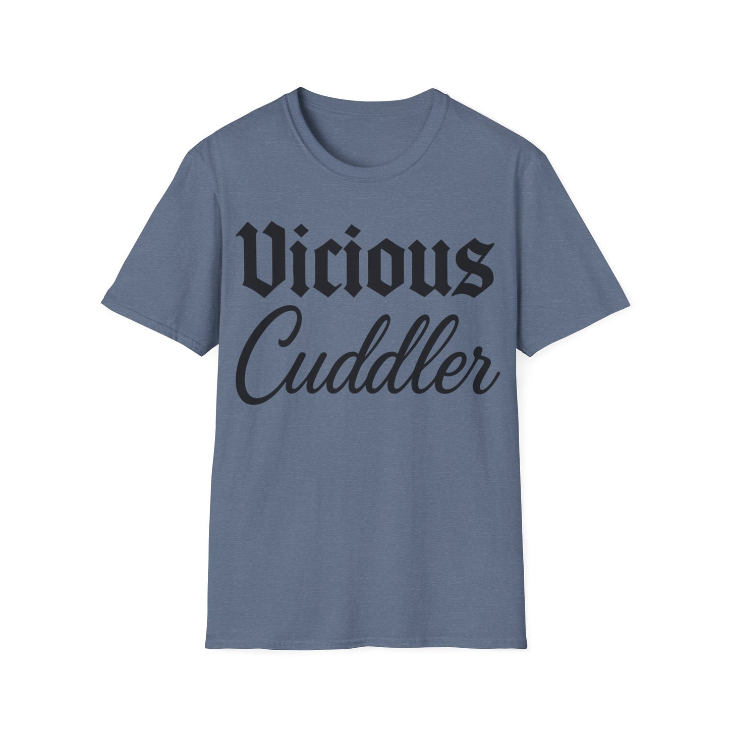 Vicious Cuddler T-Shirt – Gothic Blackletter x Script Font | Funny Pit Bull Rescue Tee for Dog Lovers, Adult Unisex T-Shirt