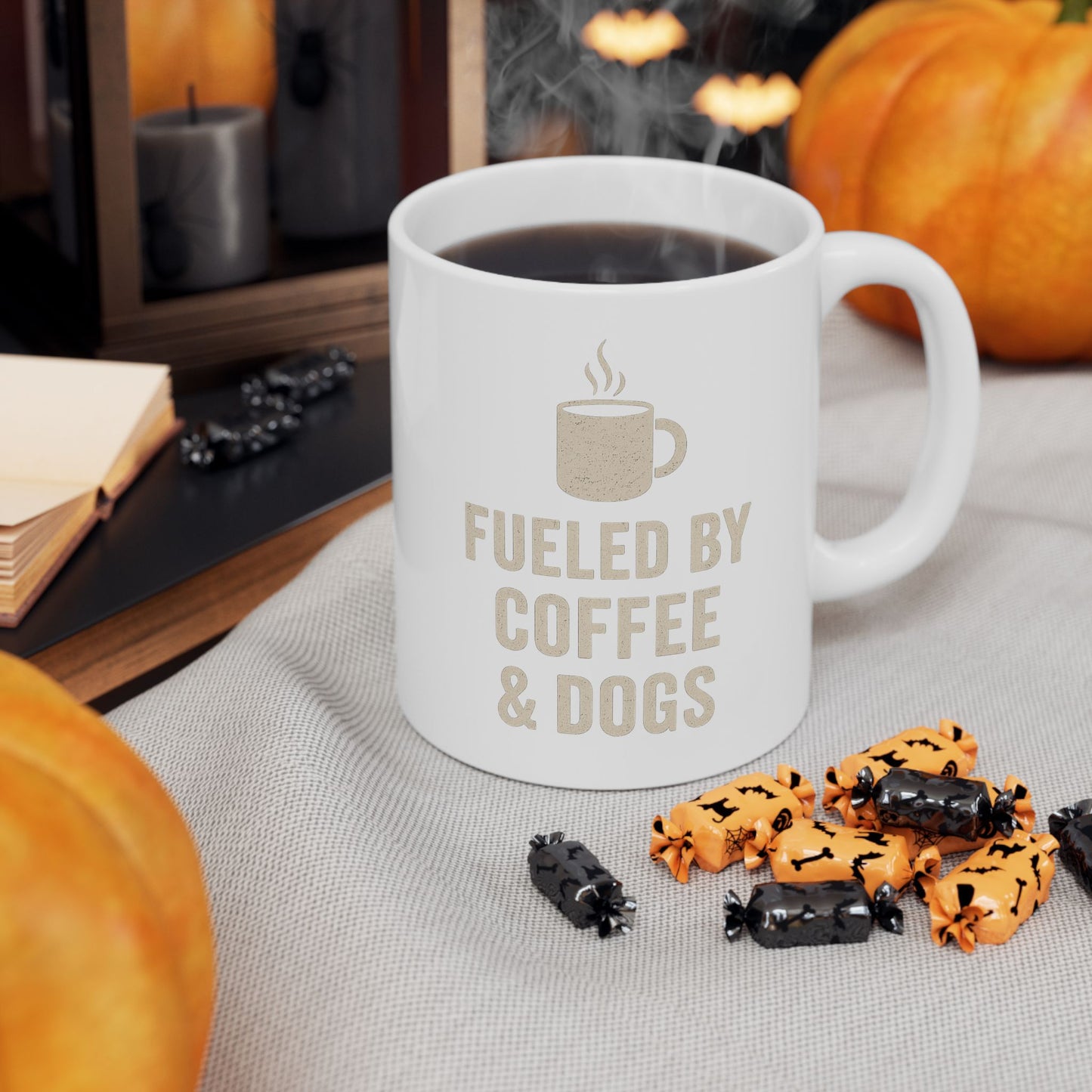 Fueled by Coffee and Dogs Coffee Mug - Gift for Coffee Lovers, Humor Mug for Birthdays, Home Office, Tea Drinkers, and Desk Decor