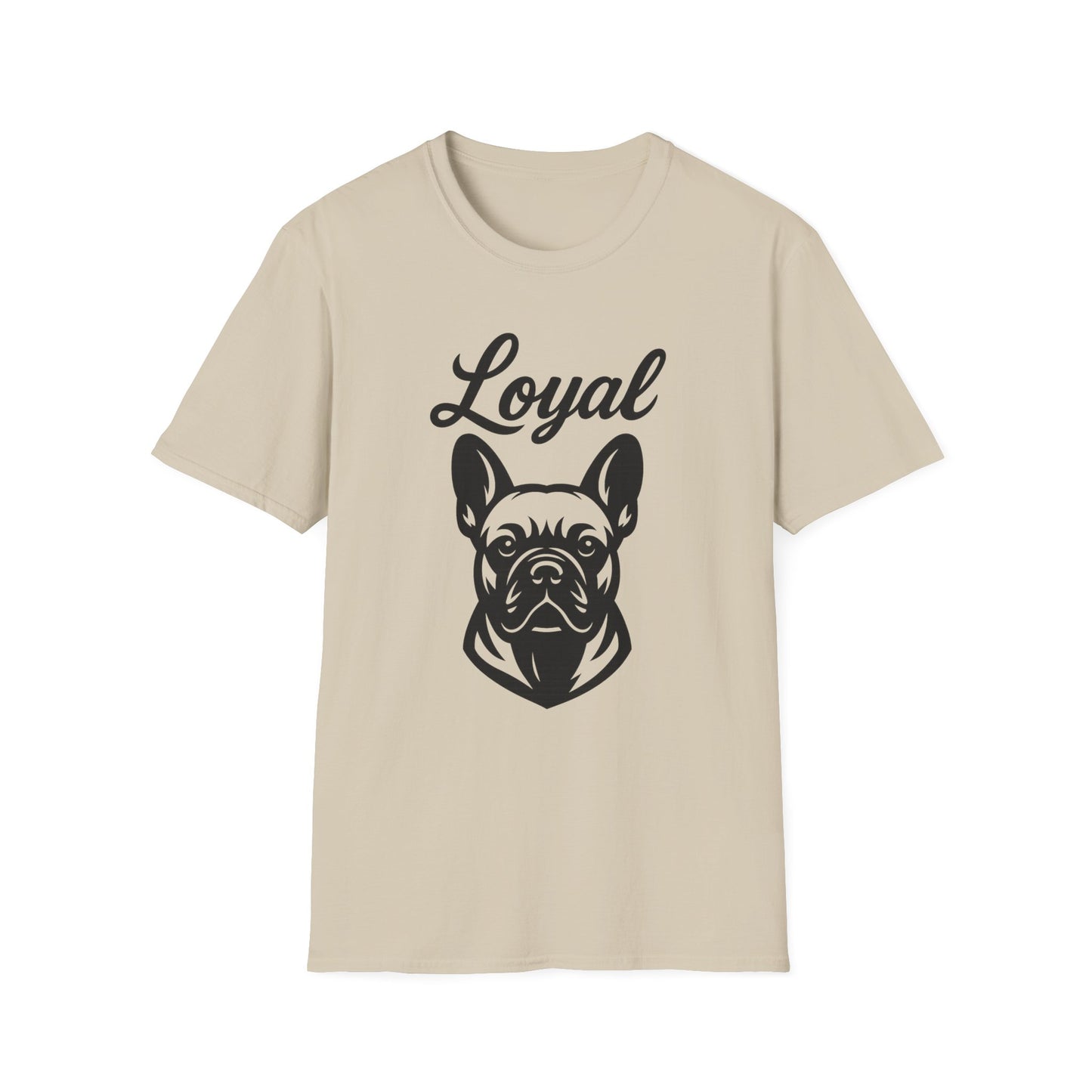 Loyal French Bulldog T-Shirt – Bold Black Line Art Dog Design for Frenchie Lovers, Rescue Support Tee, Adult Unisex T-Shirt