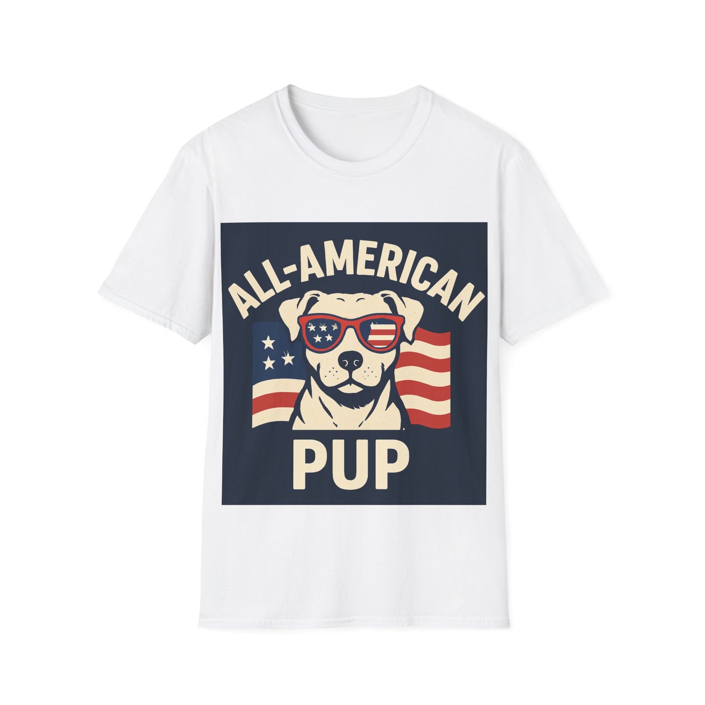 All-American Pup Shirt – Patriotic Dog T-Shirt, 4th of July Pet Lover Tee, Red White and Woof, Unisex Fit, Adult Unisex T-Shirt