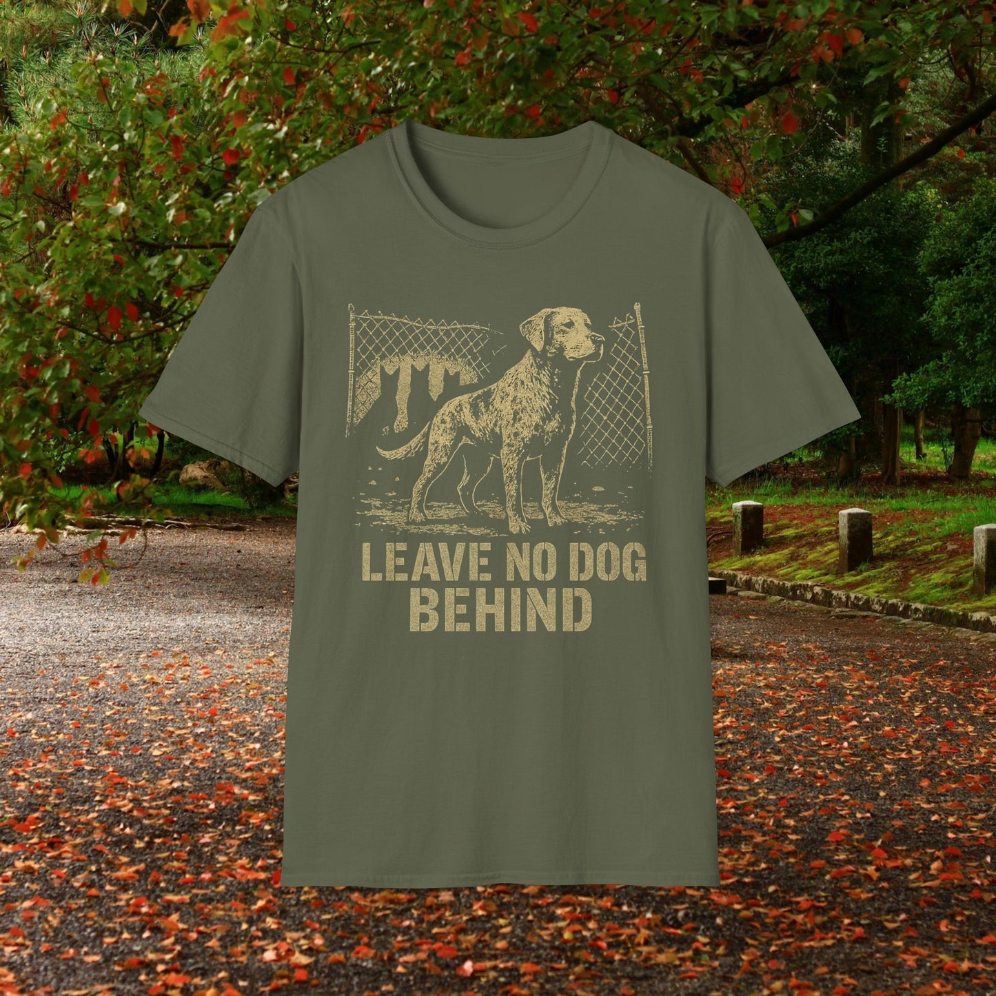 Leave No Dog Behind Adult Unisex Softstyle T-Shirt | Animal Lover Gift, Pet Rescue Shirt, Thoughtful Dog Owner Tee, Animal Rights Apparel