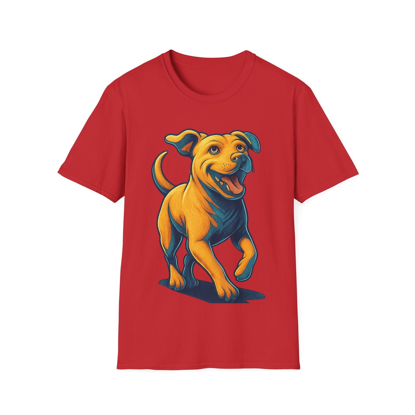 3D Pop Art Dog Shirt | Bold Jumping Dog Graphic Tee for Rescue Lovers & Pet Fans | Vibrant One-Sided Design, Adult Unisex T-Shirt