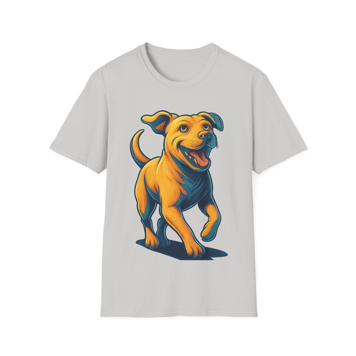 3D Pop Art Dog Shirt | Bold Jumping Dog Graphic Tee for Rescue Lovers & Pet Fans | Vibrant One-Sided Design, Adult Unisex T-Shirt