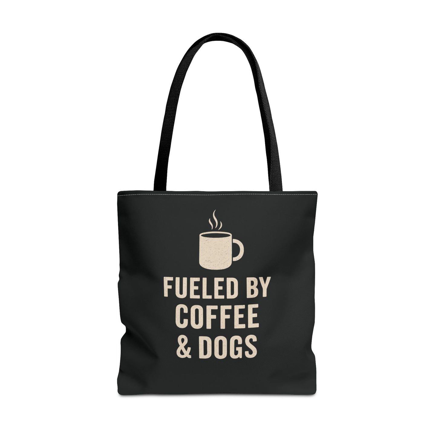 Fueled By Coffee & Dogs Tote Bag, Perfect for Dog Lovers, Everyday Use, Gift for Coffee Lovers, Eco-Friendly Shopping Bag, Stylish Animal Lover Tote, Adult Unisex T-Shirt