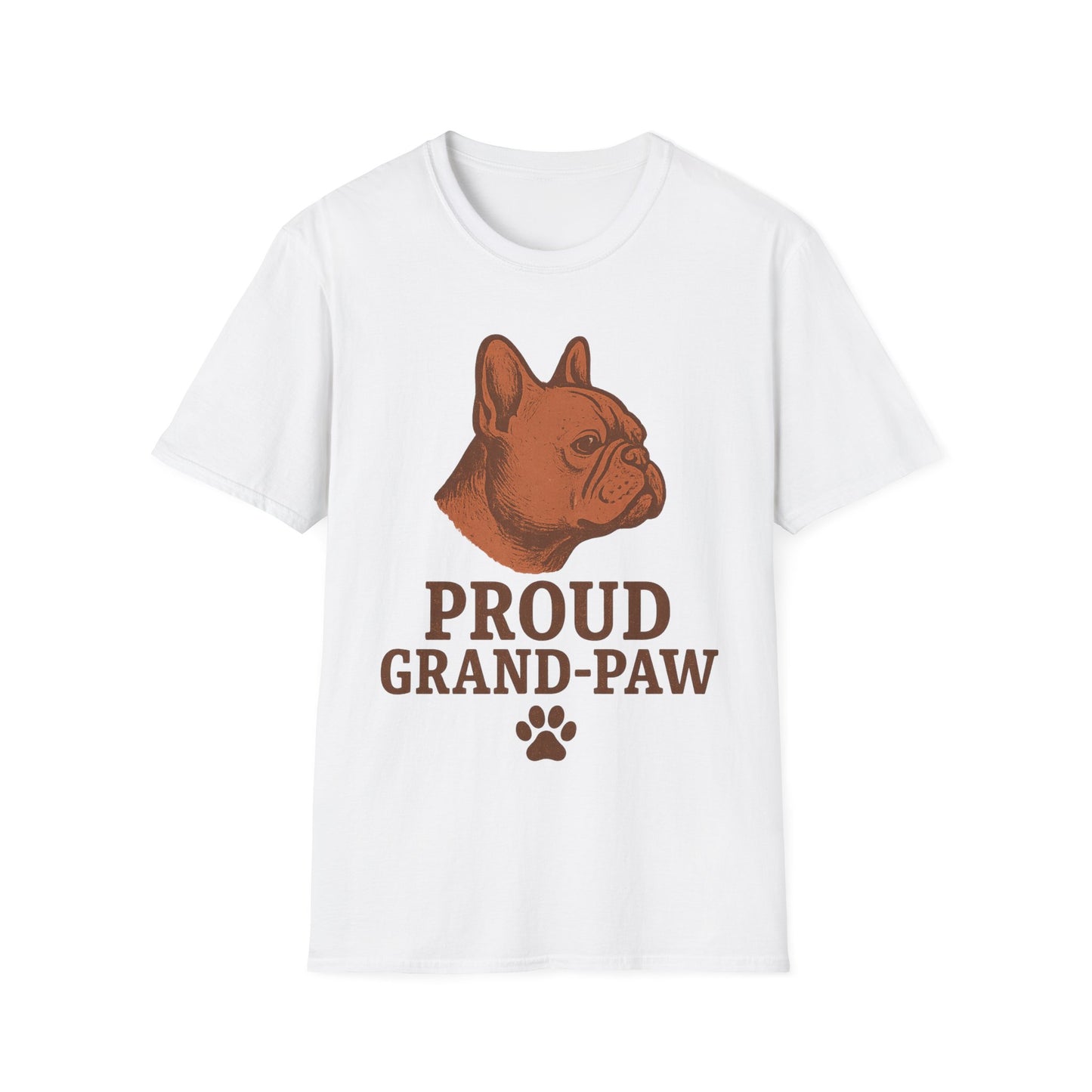 Proud Grand-Paw French Bulldog T-Shirt – Funny Frenchie Grandpa Tee for Dog Lovers, Vintage Bulldog Softstyle Shirt, Pet Grandparent Gift for Men, Rustic Dog Breed Graphic T-Shirt, Adult Unisex T-Shirt
