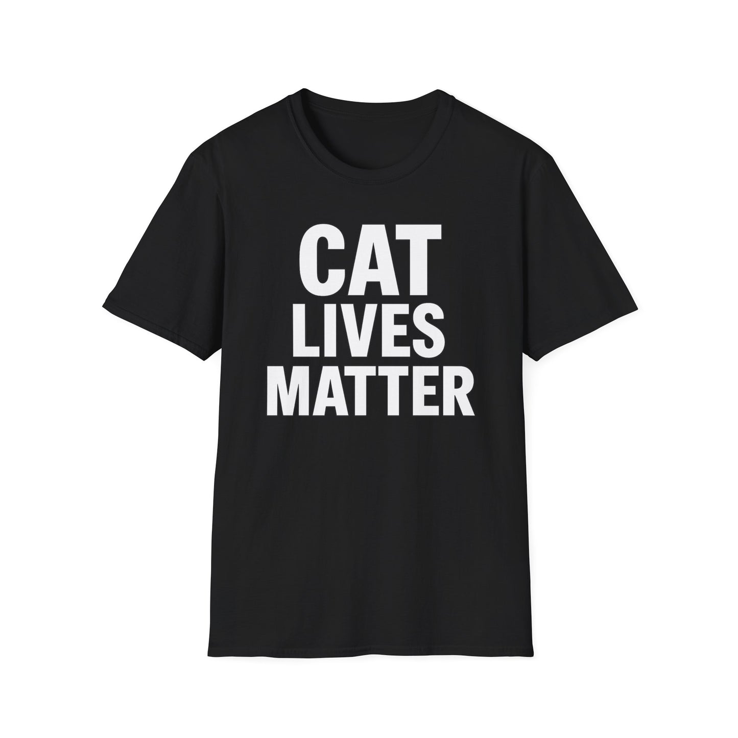 Cat Lives Matter Adult Unisex T‑Shirt – Funny Cat Parody Tee in White on Black, Adult Unisex T-Shirt