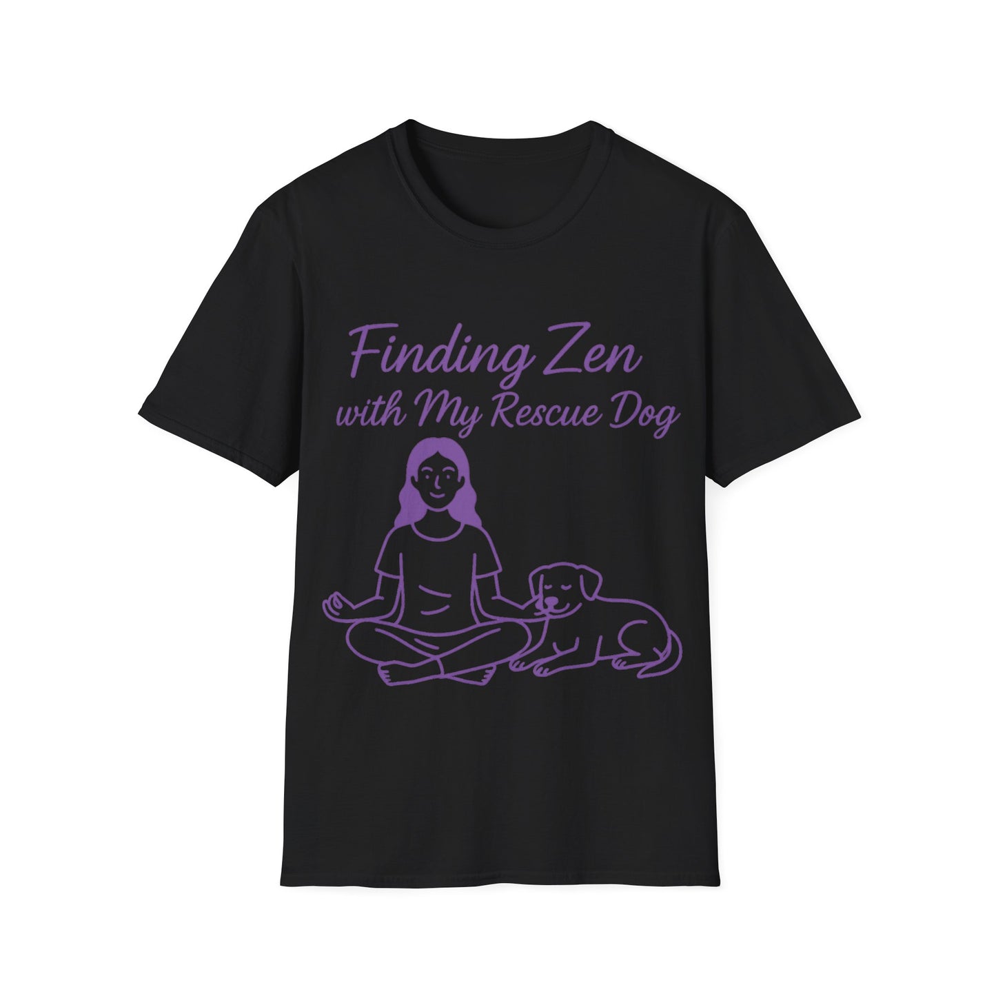 Finding Zen with My Rescue Dog – Purple Glow Dog Mom Shirt | Mindful Rescue Tee for Calm & Comfort, Adult Unisex T-Shirt