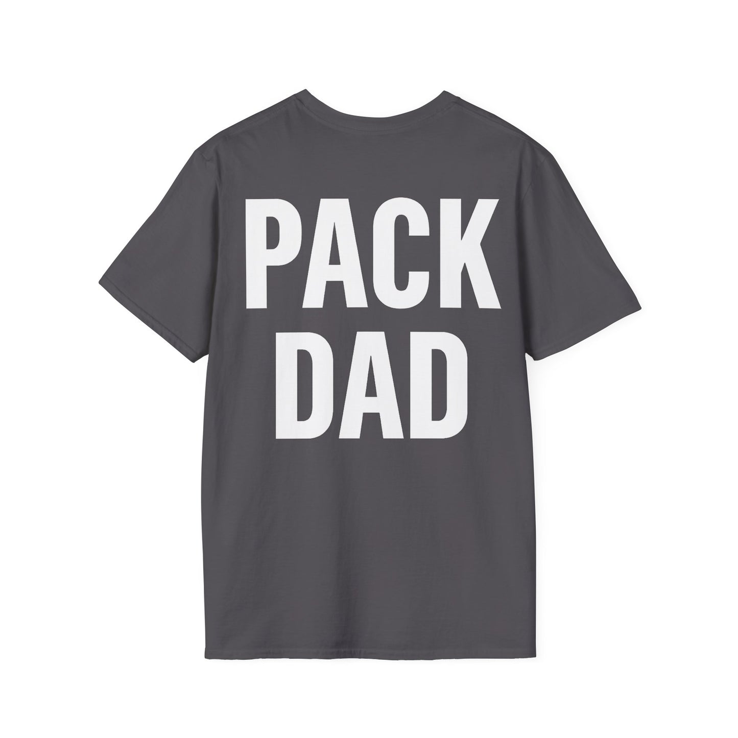 Pack Dad T-Shirt – Dog Dad Rescue Tee with Back & Chest Print – Matching Family Dog T-Shirt – Adopted and Adored Apparel, Adult Unisex T-Shirt